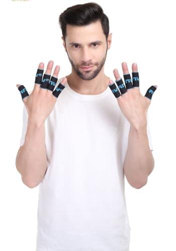 RNV RNV 10 PIECES BLACK COTTON ELASTIC STRETCHABLE FINGER COMPRESSION SLEEVE FOR COMFORT AND SUPPORT FOR FINGERS