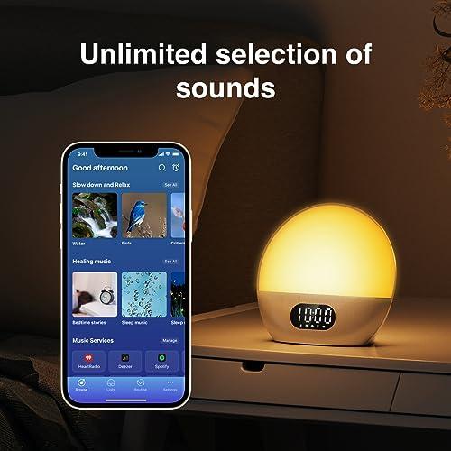 WiiM WiiM Wake-up Light, Alexa Built-in, Unlimited Sound Choices, All-in-One Sunrise Alarm Clock, Sound Machine, Sleep Routines and More - Polished Silver