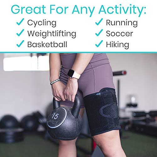 Vive Vive Thigh & Hamstring Compression Sleeve Brace for Men & Women (2 Pack, Black) - Pain Relief Support Wrap for Sciatica, Hip Flexor, Groin, Leg, Upper Thigh - Quick Results & Sciatic Nerve Recovery