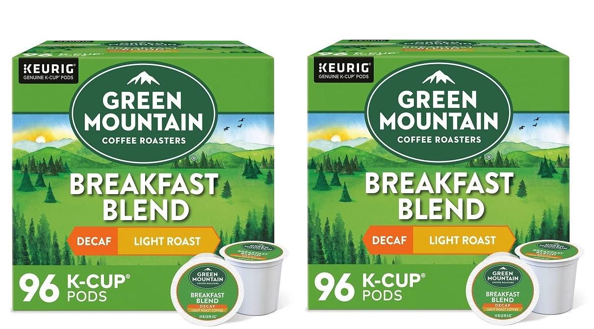 Green Mountain Coffee Roasters Green Mountain Coffee Roasters Decaf Breakfast Blend, Single-Serve Keurig K-Cup Pods, Light Roast Coffee