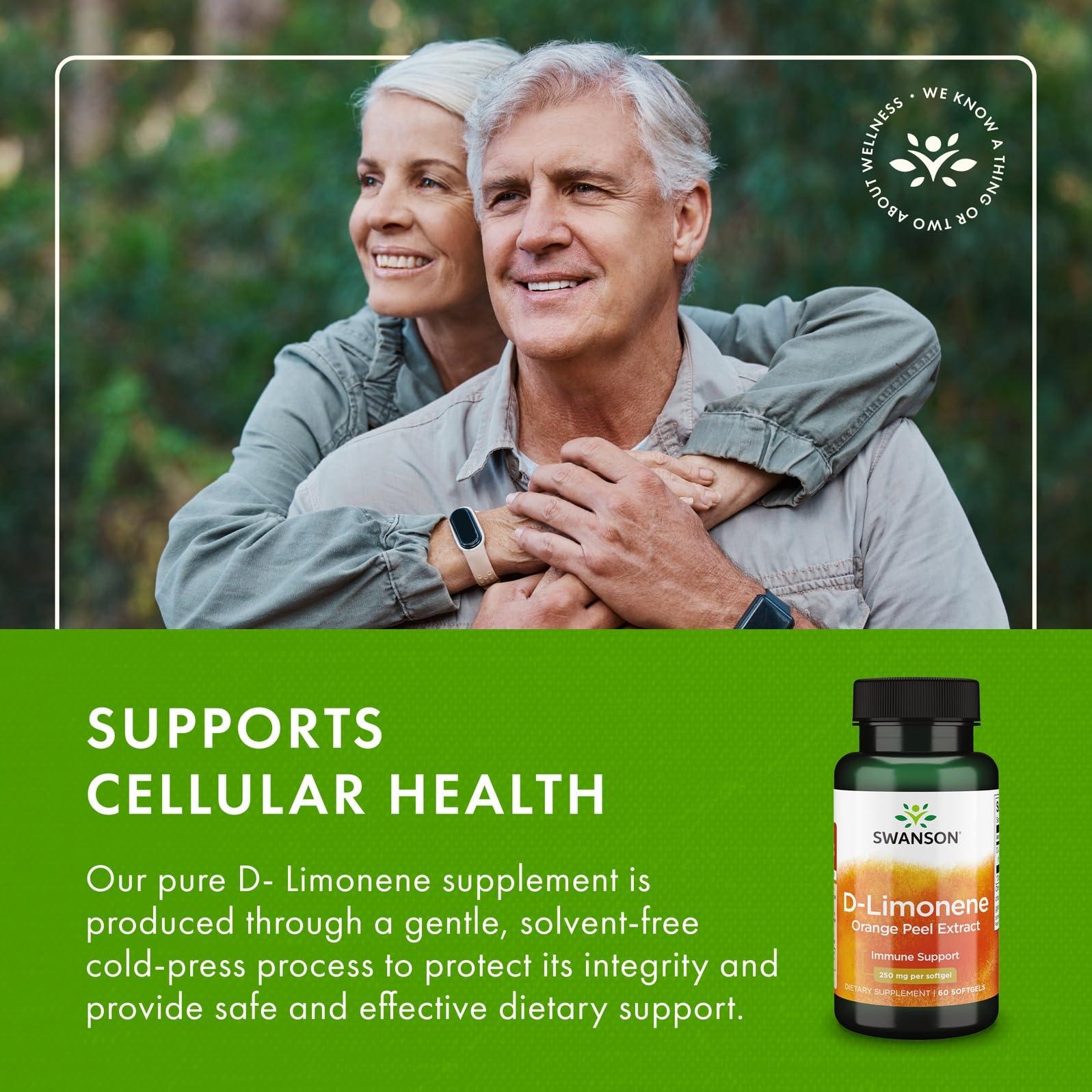 Swanson Swanson D-Limonene - Orange Peel Extract Supplement Promoting Cellular Health - High Potency Formula Supporting Health Defense - (60 Capsules, 250mg Each) (2 Pack)