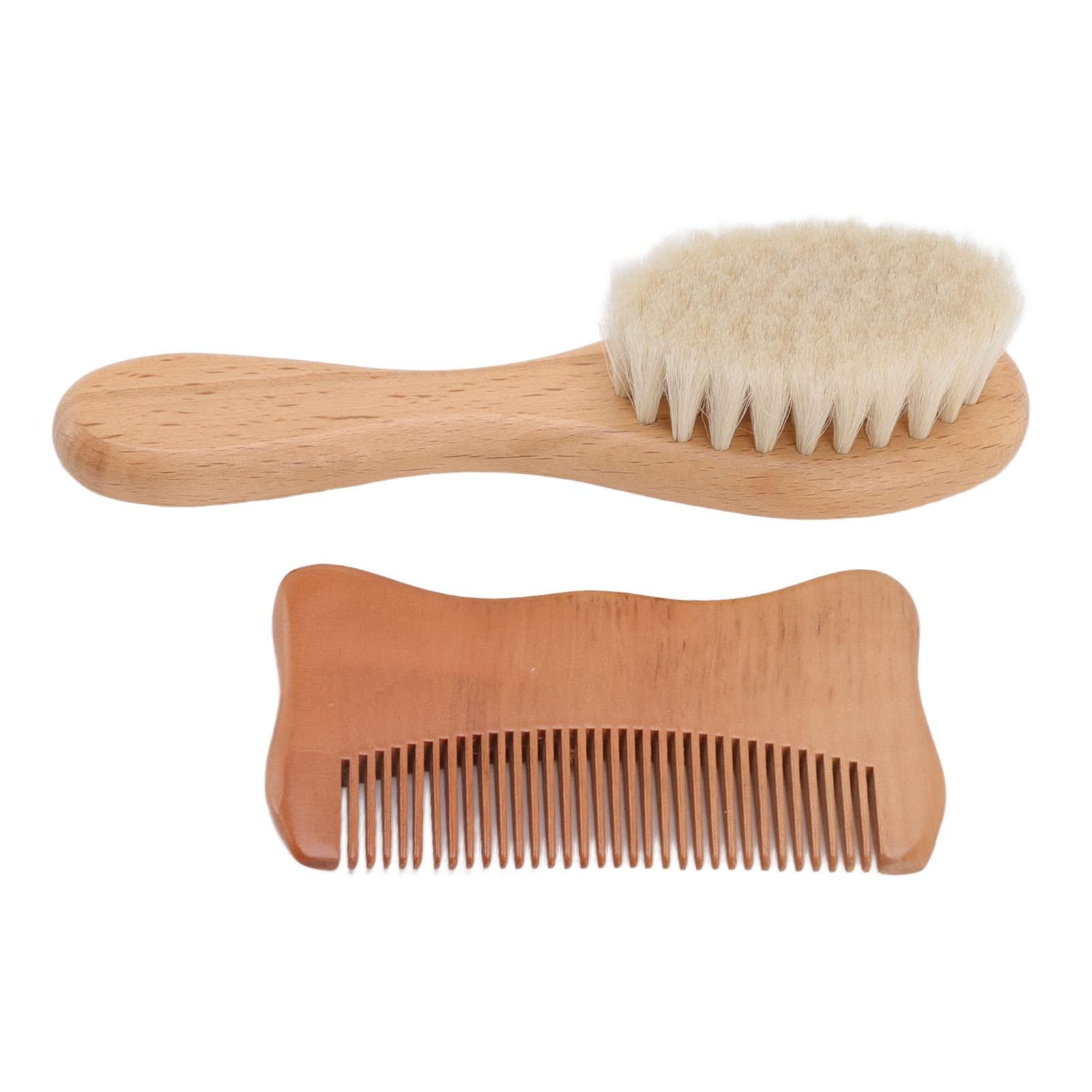 Vomeko Vomeko Wooden Baby Hair Brush and Comb Set - Baby Bathing Wood Comb, Wool Brush for Infants, N atural Bristle Baby Brush, Perfect Infant Hair Care and Grooming Set