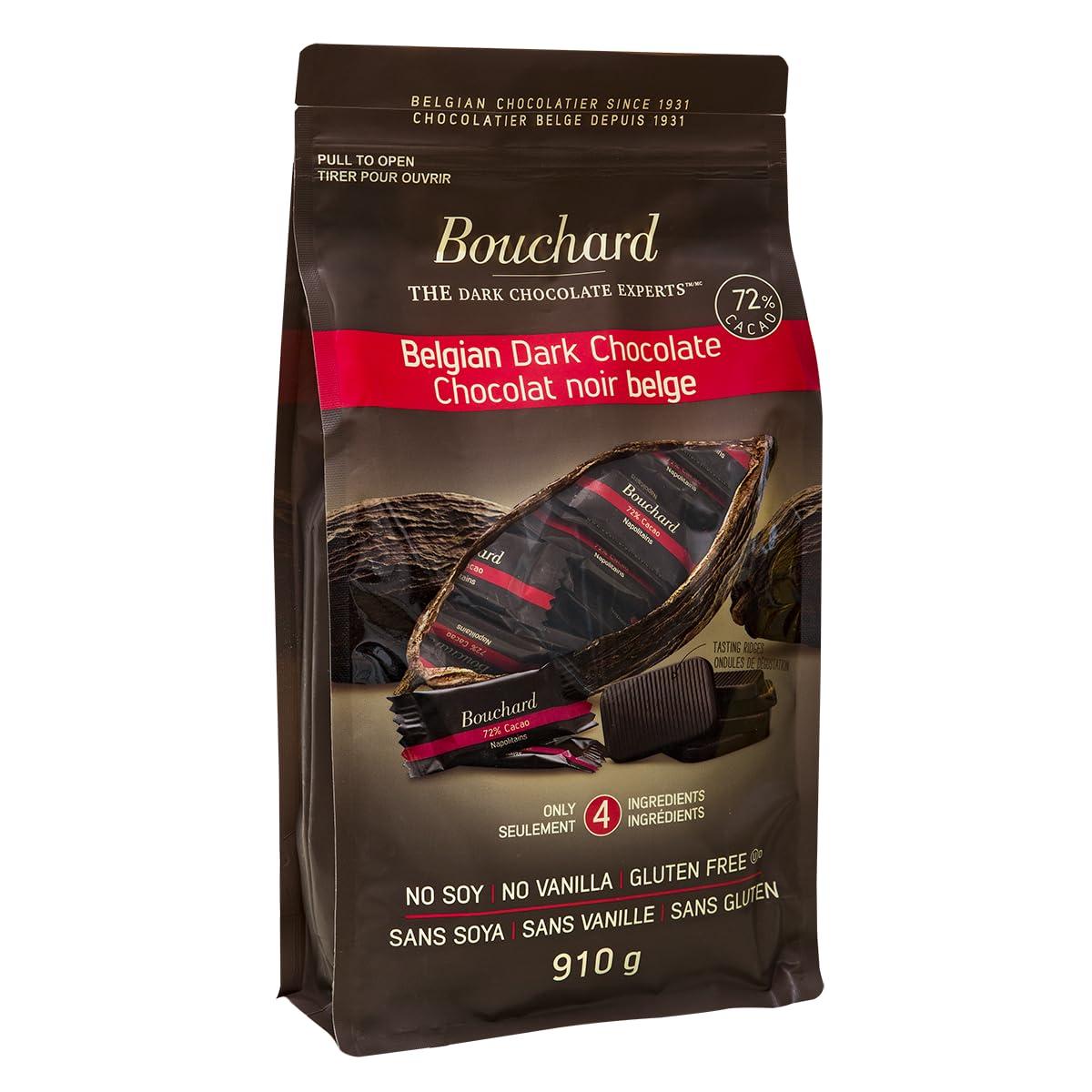 Bouchard Bouchard Premium Belgian Dark Chocolate with 72% Cacao | Individually Wrapped Pieces (2 LB) (1 Pack)