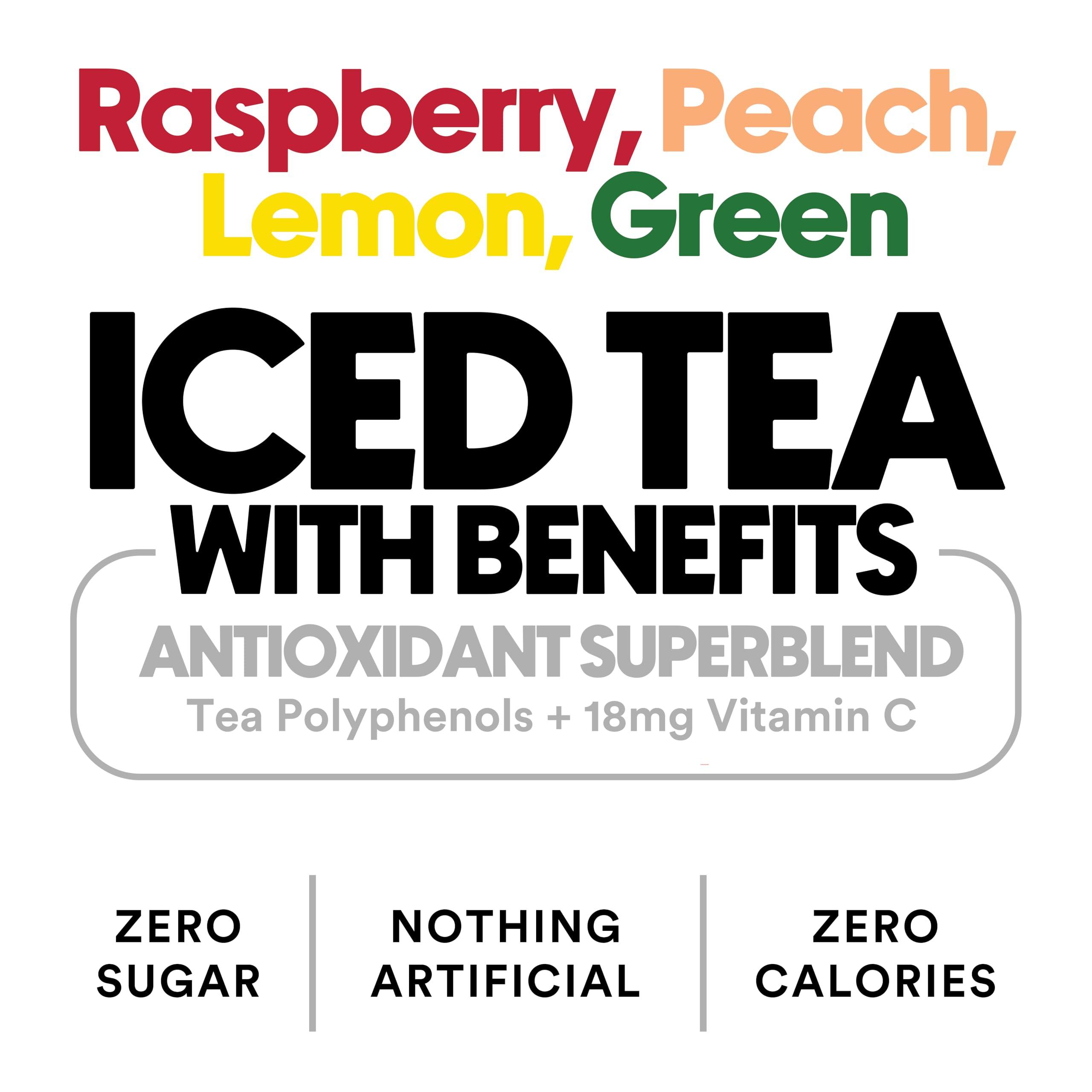 The Ryl Co Ryl Iced Tea, Variety Pack, Antioxidant Superblend, Zero Sugar, Low Carb, Zero Calorie Iced Tea, 16.0 Fl Oz (12-Pack)