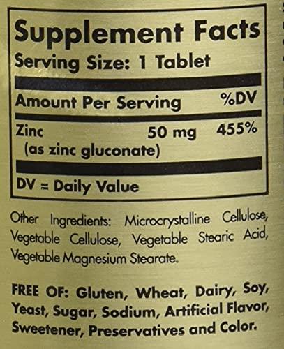 Solgar Solgar Zinc 50 Mg, 100 Tablets - Zinc for Healthy Skin, Immune System and Antioxidant Support- 100 Servings, 100 Count (Pack of 12)