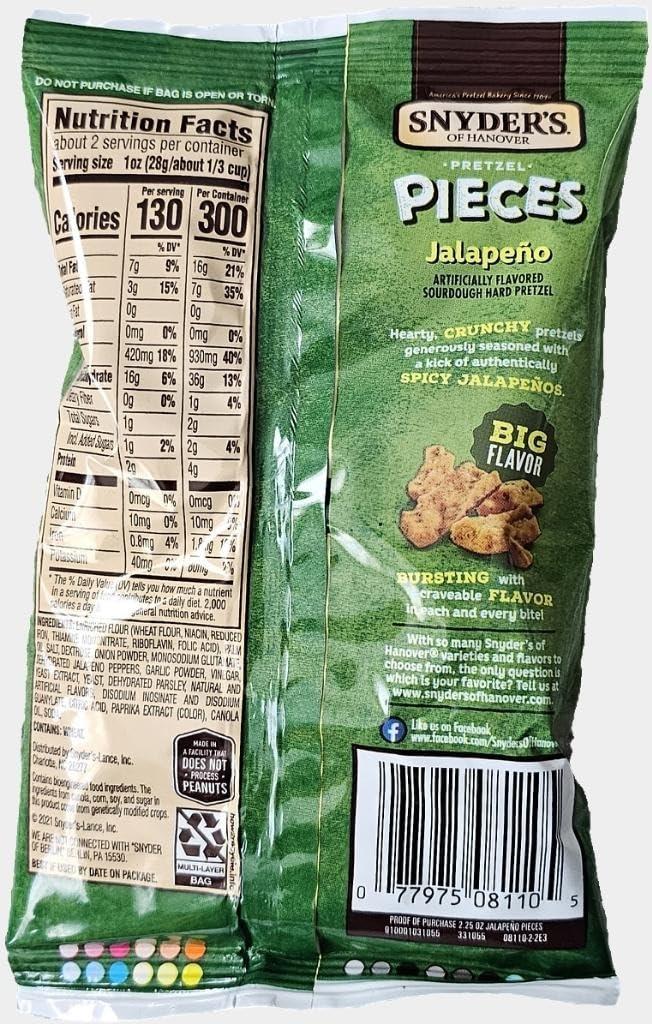 SUPERDEALS Snyder\'s of Hanover Pretzel Pieces, Jalapeno, 2.25 oz Pack of 12 bundled by SUPERDEALS with mystery gift in every order