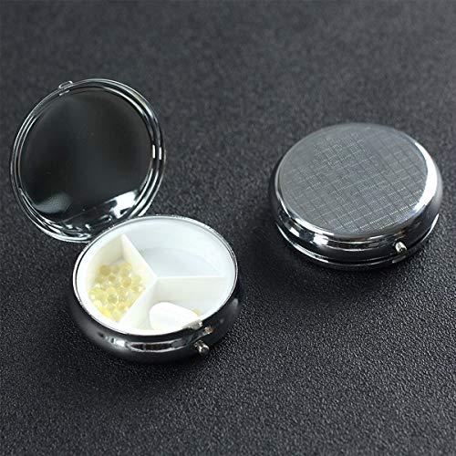 YAOHE Sunset Personalized Pill Box,Compact Round Pill Case Decorative Metal Medicine Vitamin Organizer with 3 Compartment