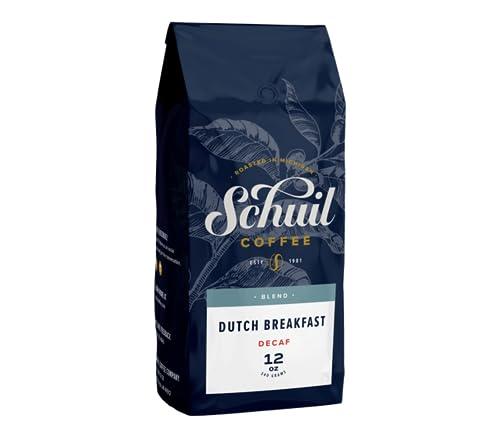 SCHUIL Schuil Coffee, Whole Bean Coffee, Premium Roasted Gourmet Coffee Beans, Smooth and Full Bodied Artisan Coffee (Decaf Dutch Breakfast Blend, 12 Ounce Bag) - Small Batch Roasted Coffee