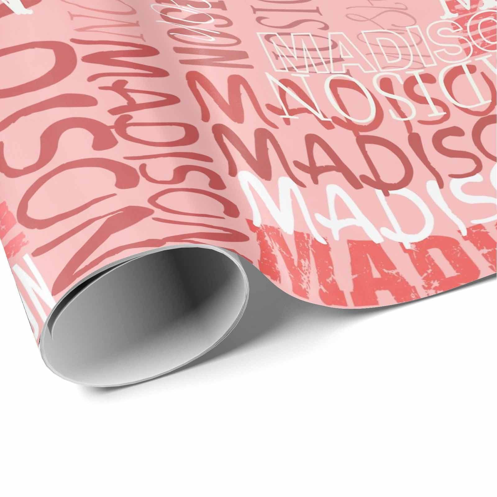MyPupSocks MyPupSocks Personalized Logo Wrapping Paper, Red and Pink Gift Wrap Paper Custom Funny Name Wrapping Paper Roll for Boys Girls Baby Shower Anniversary Birthday Christmas Gift 58x23 5 Rolls