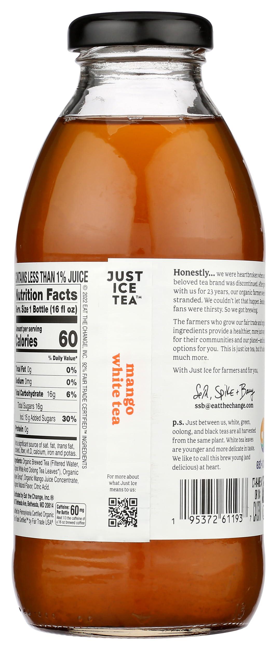 Just Ice Tea Just Ice Tea Organic Mango White Tea, 16 FZ