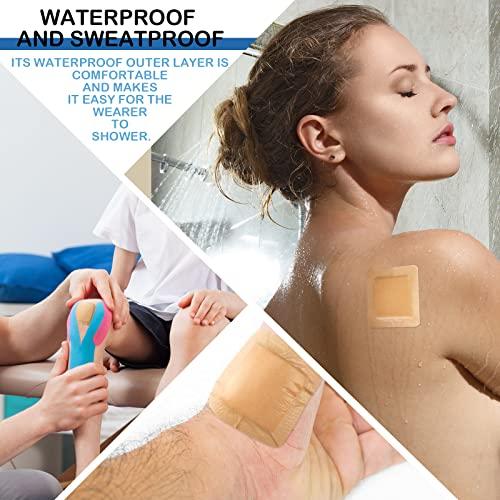 Nuanchu 15 Pieces Bordered Silicone Adhesive Foam Dressing Square Dressing with Border Adhesive Patches Shower Waterproof Patch Breathable Wound Bandage (3 x 3 Inch)