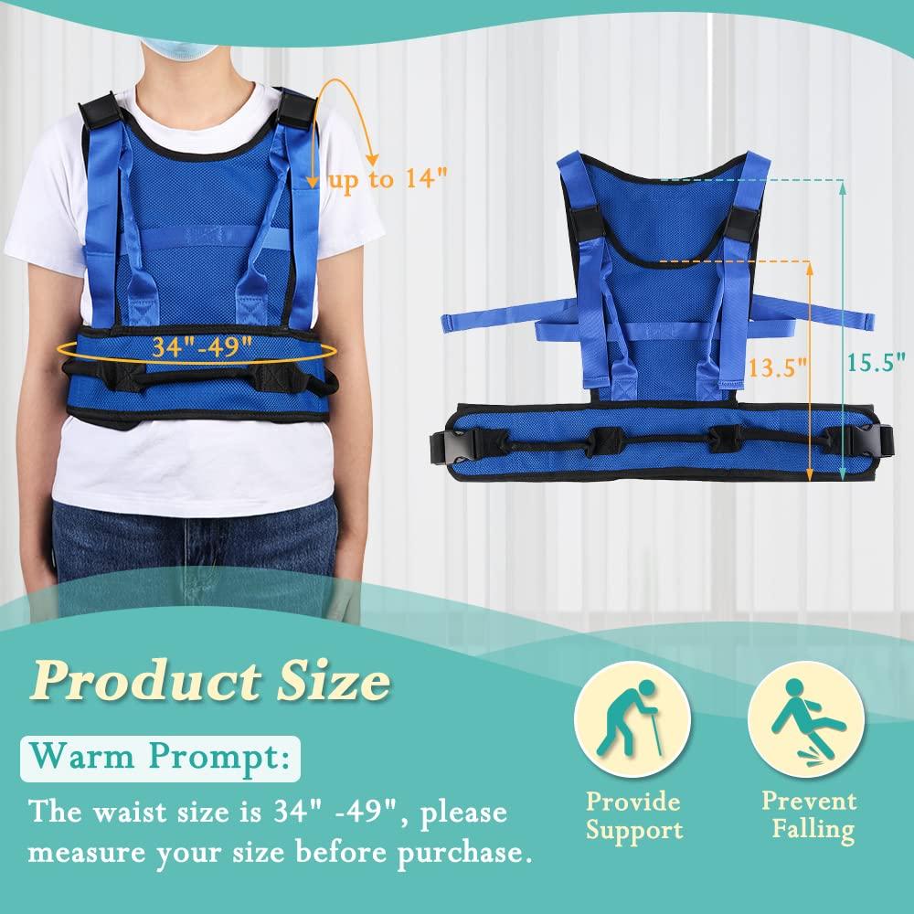 KAVIL Gait Belt for Seniors Transfer Gate Belt for Elderly Lifting with 8 Handles Physical Therapy Lift Assist Patient Fall Prevention Medical Walking Standing Aids Supports Safety Harness (Mesh - Blue)
