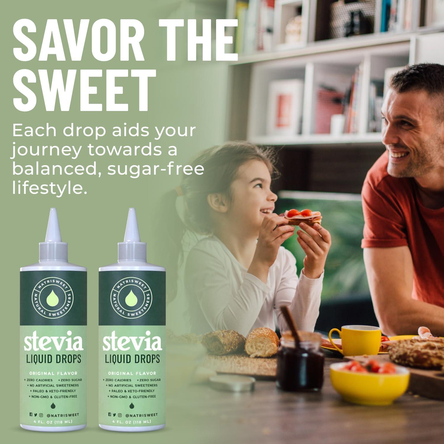 NatriSweet Natrisweet Liquid Stevia Drops 4 fl oz, Pure Stevia Liquid Sweetener from Stevia Extract Sugar Substitute, No Calorie Keto Sweetner, Mix Liquid Stevia