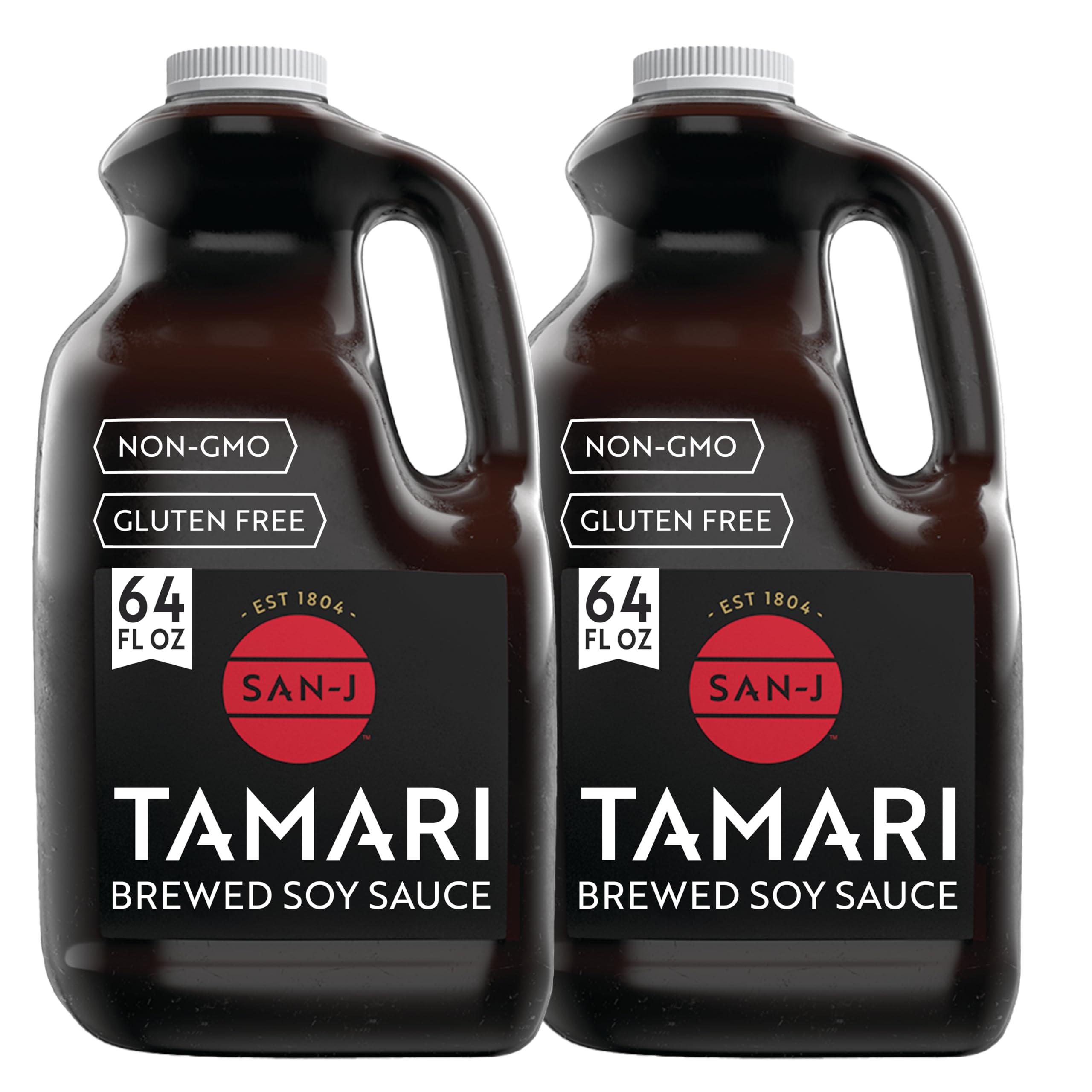 San-J San-J - Gluten Free Tamari Soy Sauce - Specially Brewed - Made with 100% Soy - 64 oz. Container - 2 Pack