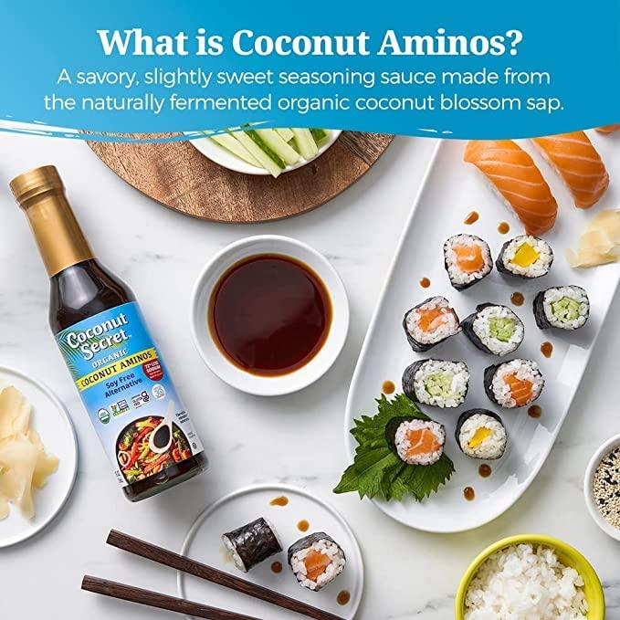 COCONUT SECRET Coconut Secret, Organic Liquid Coconut Aminos, 8 fl oz (pack of 3), All-Purpose Seasoning Sauce & Marinade, Soy-Free Soy Sauce Alternative, Low Sodium, Low Glycemic, Vegan & Gluten Free Stir Fry Sauce