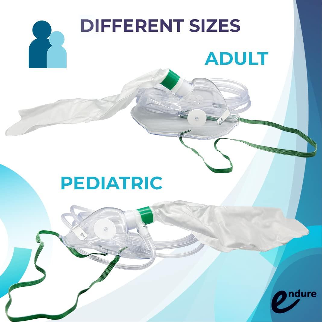 Endure Industries Endure Ind Elongated Non-Rebreathing Oxygen Mask,(Case of 30), Rebreather Oxygen Mask Adult Size