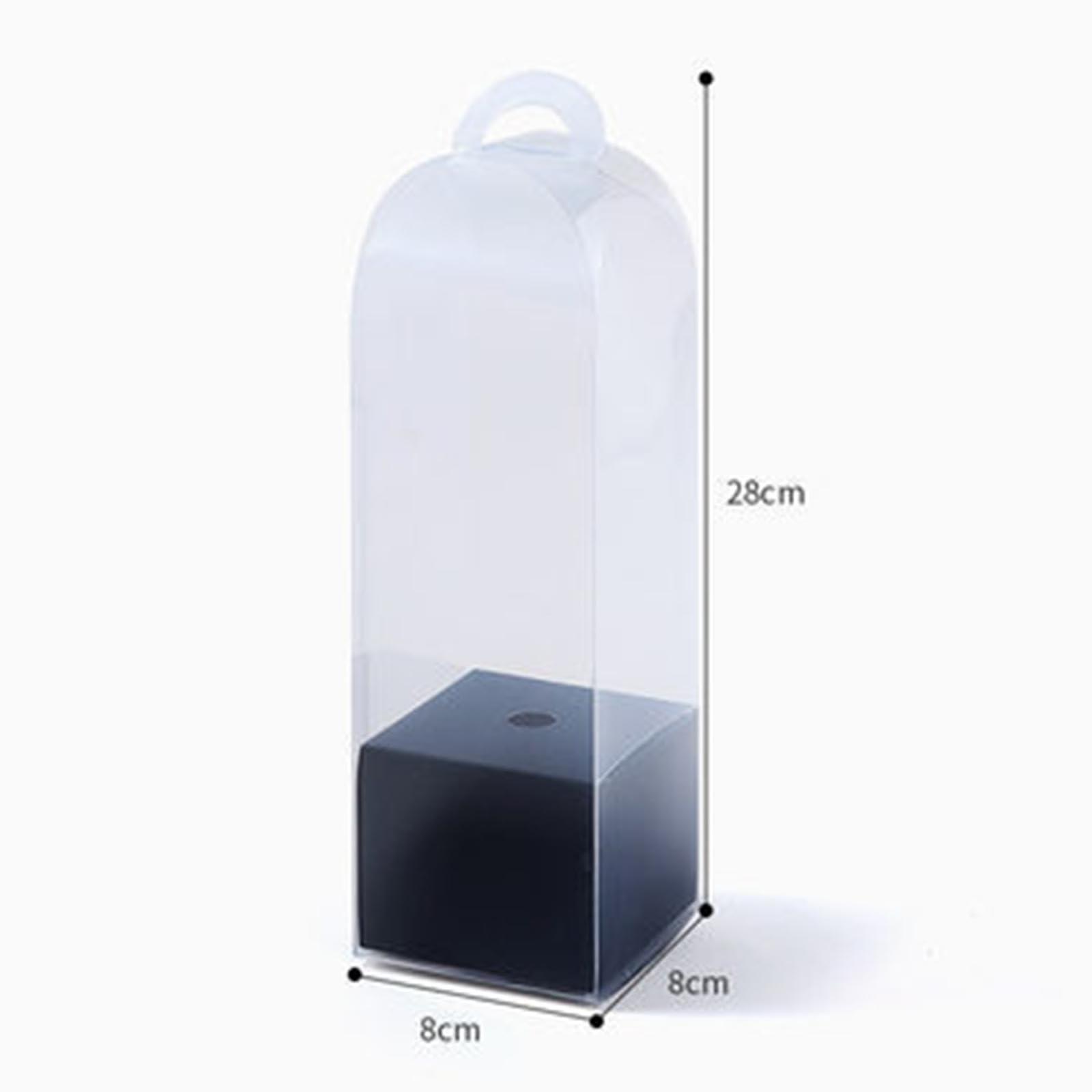 B Baosity 10 Pieces Flower Gift Boxes Single Rose Flower Box Empty with Handle Transparent Reusable Gift Bags Bag Flower Packaging Box for Anniversary, Black