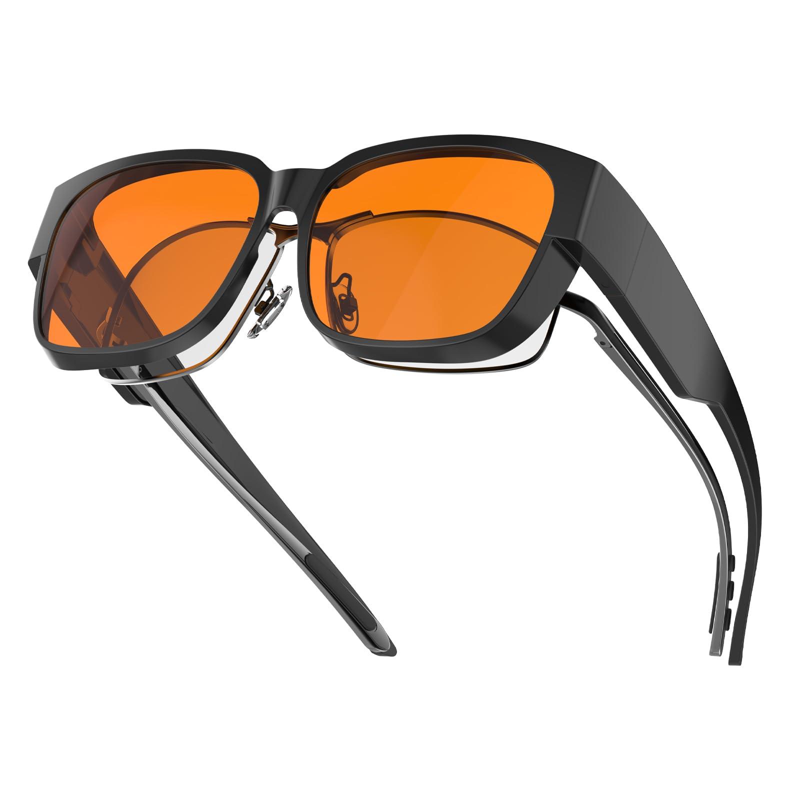 Goiteia Goiteia Amber Orange Blue Light Blocking Fit over Large-Framed Glasses for Women Men,Blue Blocker Computer Glasses for Insomnia/Migraine/Light Sensitivity