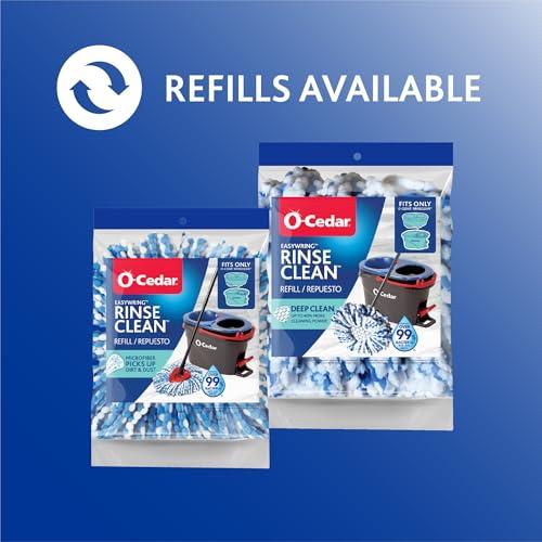 O-Cedar O-Cedar RinseClean Spin Mop & Bucket System + 1 Extra Mop Head | Clean with Clean Water | Removes 99% of Bacteria