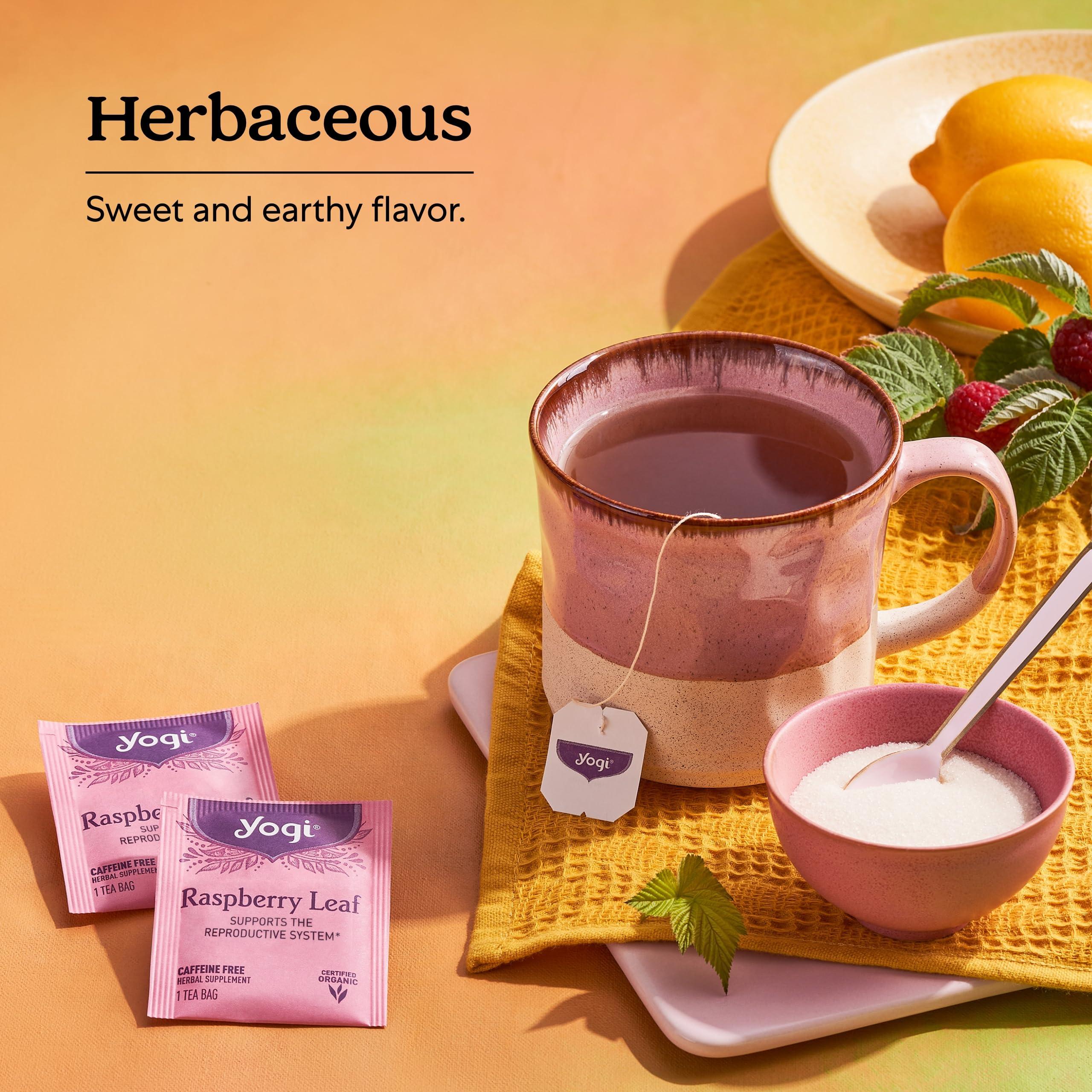 Yogi Yogi Raspberry Leaf Tea - Organic Raspberry Leaf Tea Supports Reproductive Health - Organic Tea Bags - Caffeine Free - 16 Tea Bags Per Pack (6 Packs)