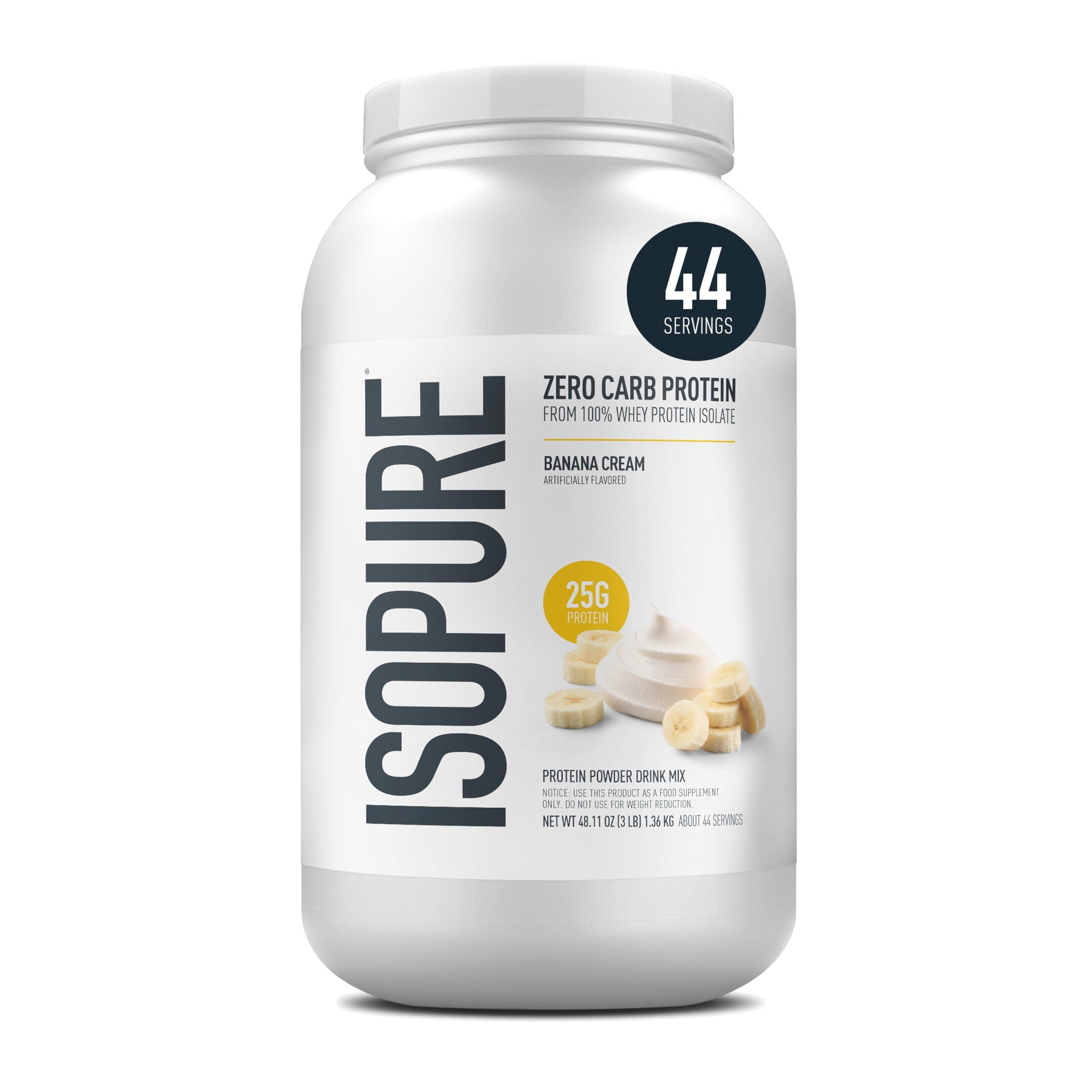Isopure Isopure Zero Carb 100% Pure Whey Isolate Protein Powder, Lactose Free, Gluten Free, With Vitamins, Banana Cream, 25g Protein Per Serving, 3 Lbs, 44 Servings (Packaging May Vary)