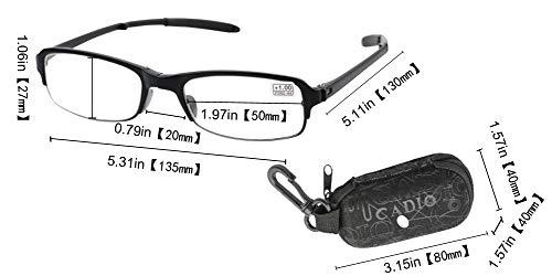 SOOLALA SOOLALA Compact Mini TR90 Pocket Folding Reading Glasses with Clip Holder Zipper Case, 3Mix, 2.75