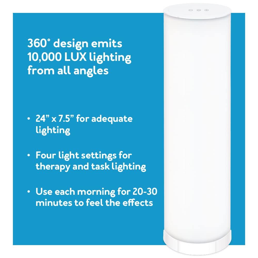 Bright Health Bright Health Light Therapy Lamp, 24in - 10,000 LUX - LED Sun Lamp Mood Light and Sunlight Lamp with 360 Degree Light Therapy to Fight Low Energy and Sunlight Deprivation, White