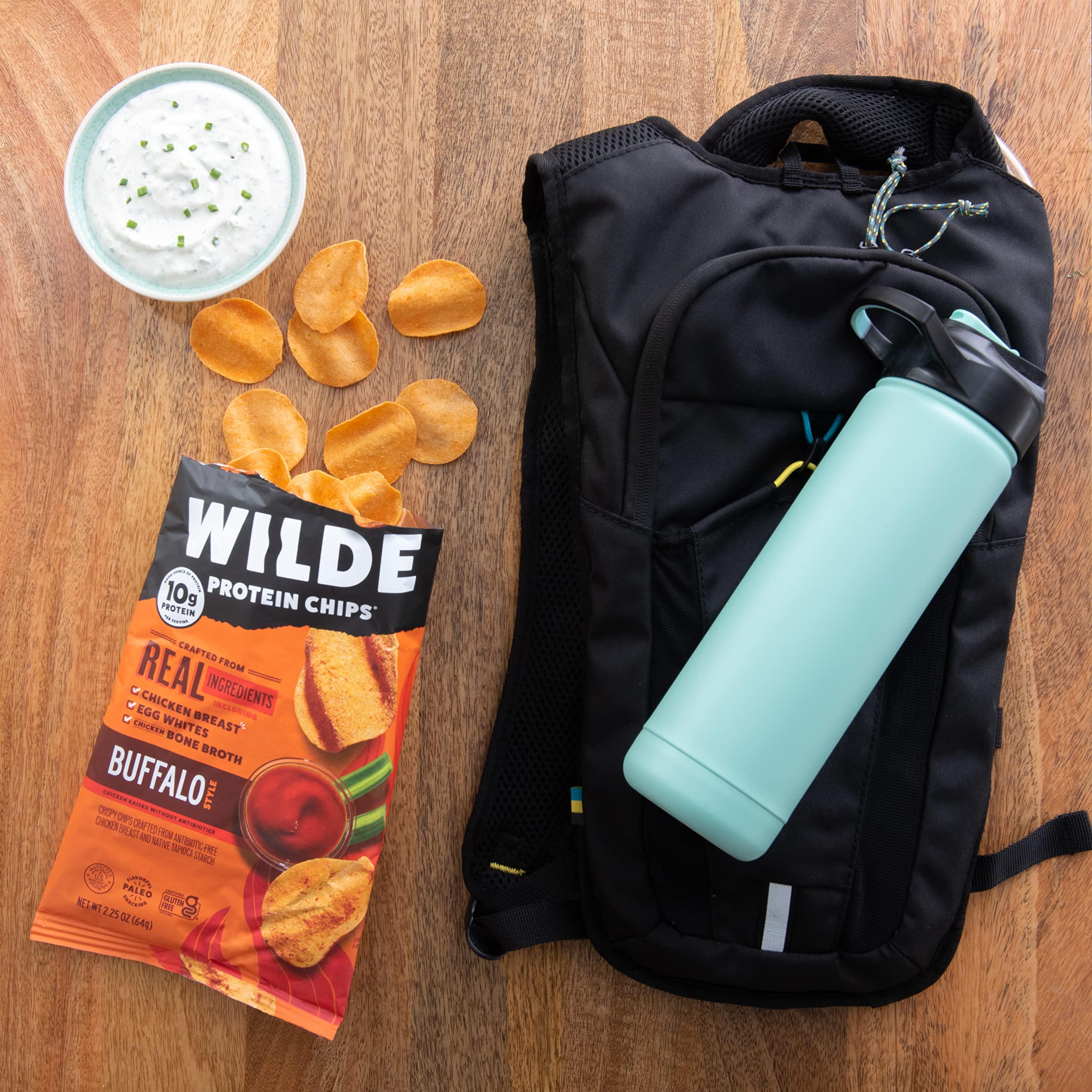 Wilde Chips WILDE Buffalo Protein Chips, Thin and Crispy, High Protein, Keto Friendly, Made with Real Ingredients, 1.34oz Bags (Pack of 8)