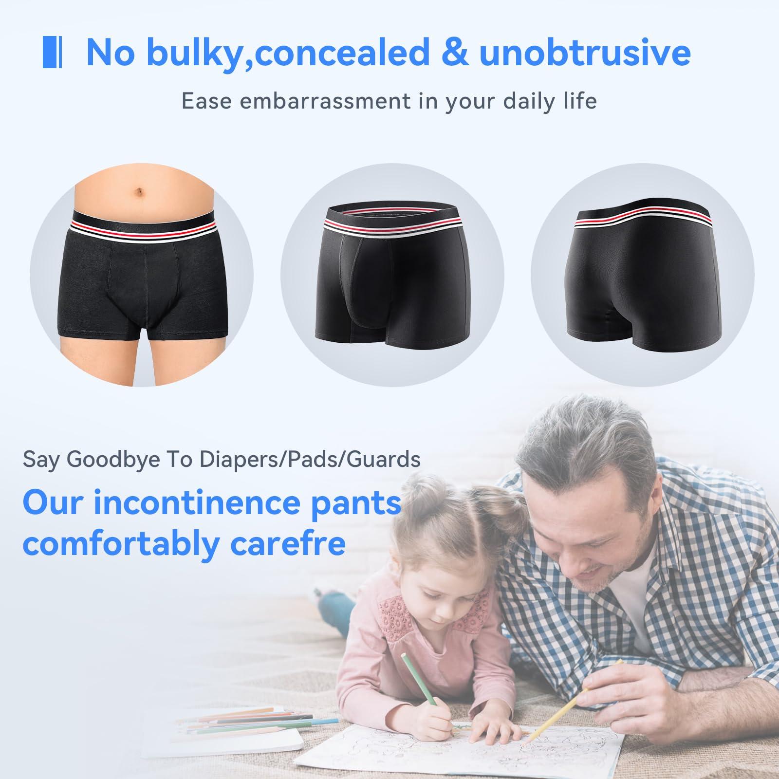 CARER Healthcare Incontinence Pregnancy Mens Incontinence Boxer Briefs 2PCS Leakproof Urinary Incontinence Underwear for Men with Front Absorbent Area for Bladder Leakage Protection, Instant Absorbency Mens Incontinence Underwear, Small