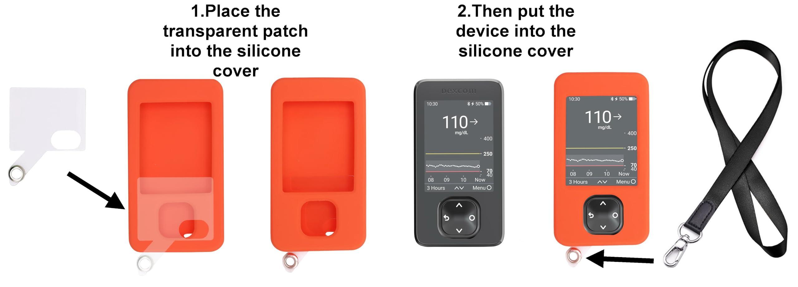 SNK Silicone case for Dexcom G7 & G6 Receiver (Includes Lanyard + Lanyard Patch + Screen Protector) (Pink)