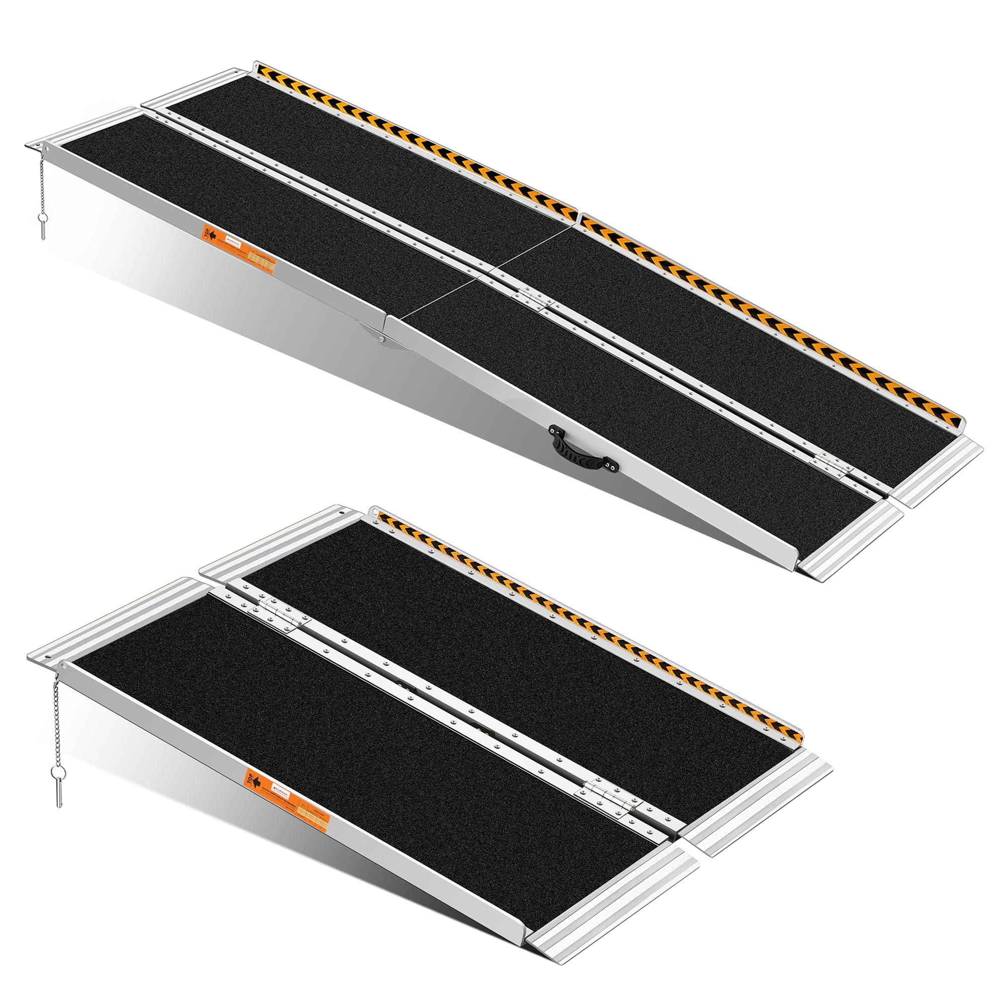 TaiH Leo TaiH Leo 3FT & 7FT Wheelchair Ramps, 800 LBS Capacity Wheel Chair Ramp, Portable Wheelchair Ramp Scooter Ramp, for Home, Steps, Stairs, Doorways, Curbs Black