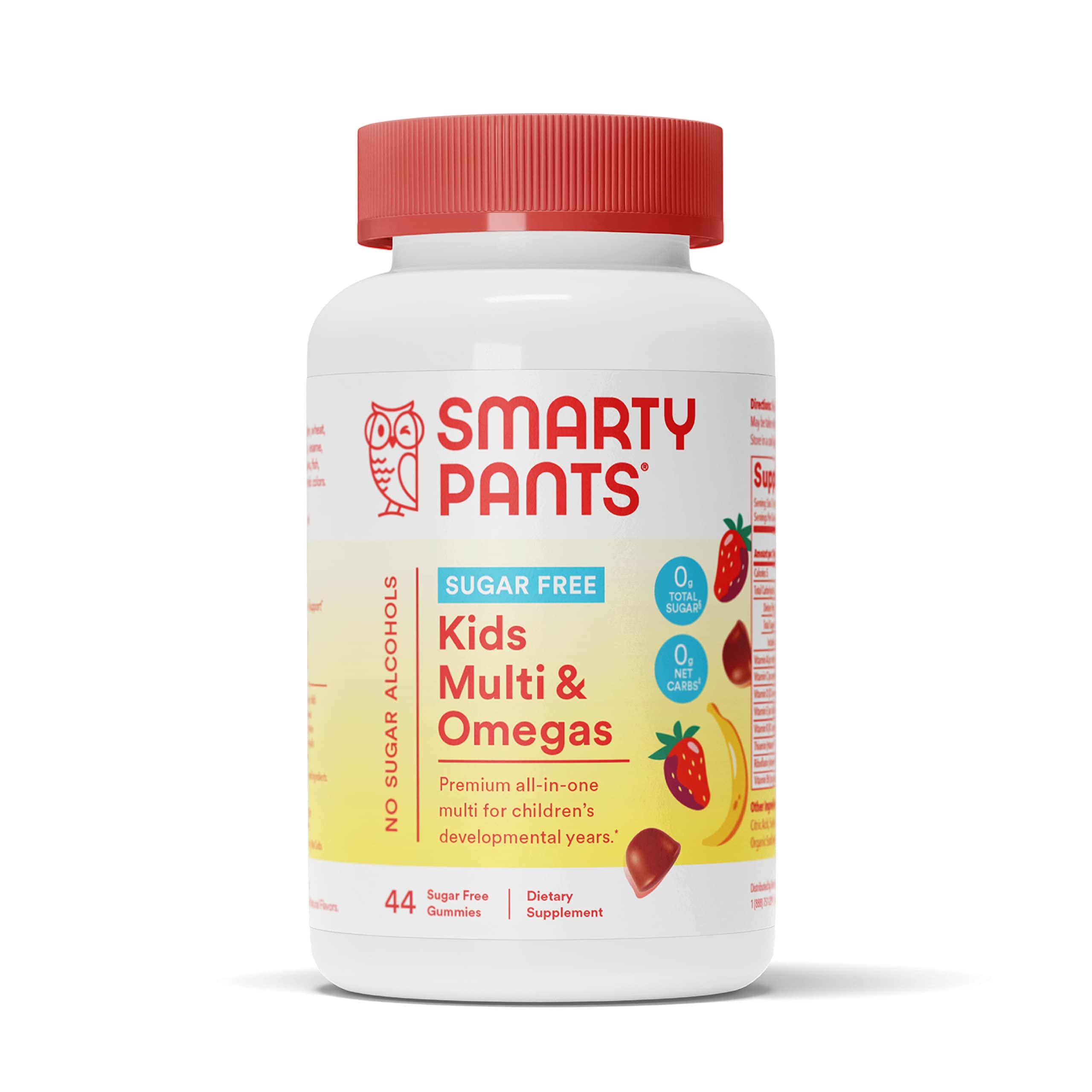 SmartyPants SmartyPants Kids Multivitamin Gummies, Sugar Free: Omega 3 (ALA) & OLLY Kids Chillax, Magnesium Gummies Plus L-Theanine, Lemon Balm, Calm Chews for Kids 4+, Sherbet Flavor - 50 Count (Pack of 1)