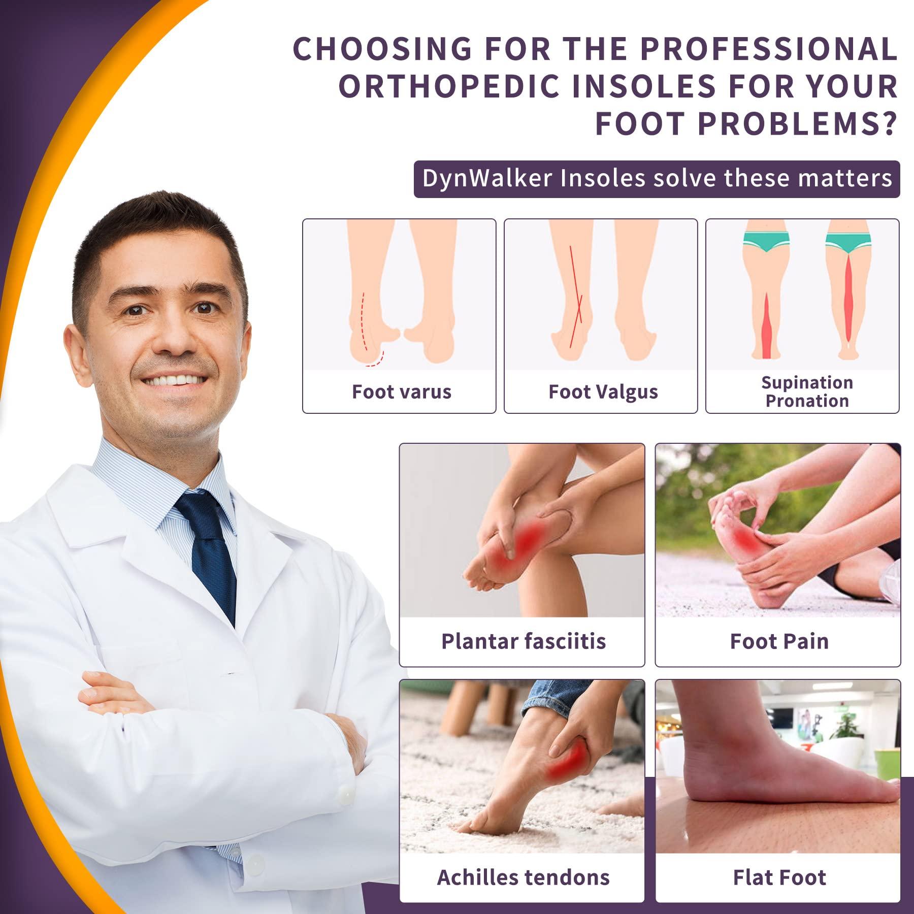 DynWalker Plantar Fasciitis Insoles, DynWalker High Arch Insoles,for Flat Feet, Achilles Tendonitis,O-Legs,overpronation,Foot Pain, XXL