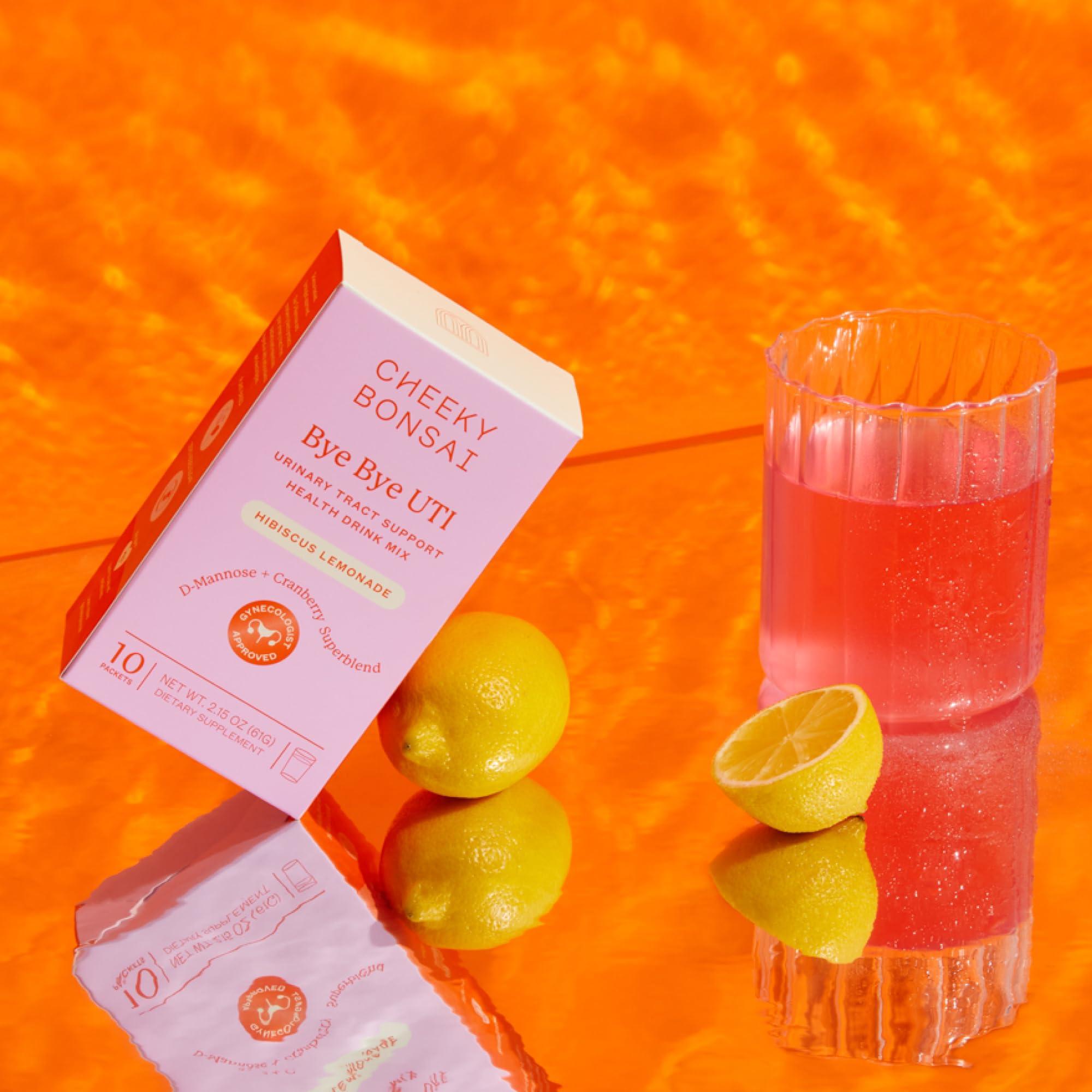 Cheeky Bonsai Cheeky Bonsai Bye Bye UTI Urinary Tract Support Health Powder Drink Mix | 10 Packets | Hibiscus Lemonade Flavor - Support Healthy Urinary Tract, Fast Acting, Simply Mix With Water