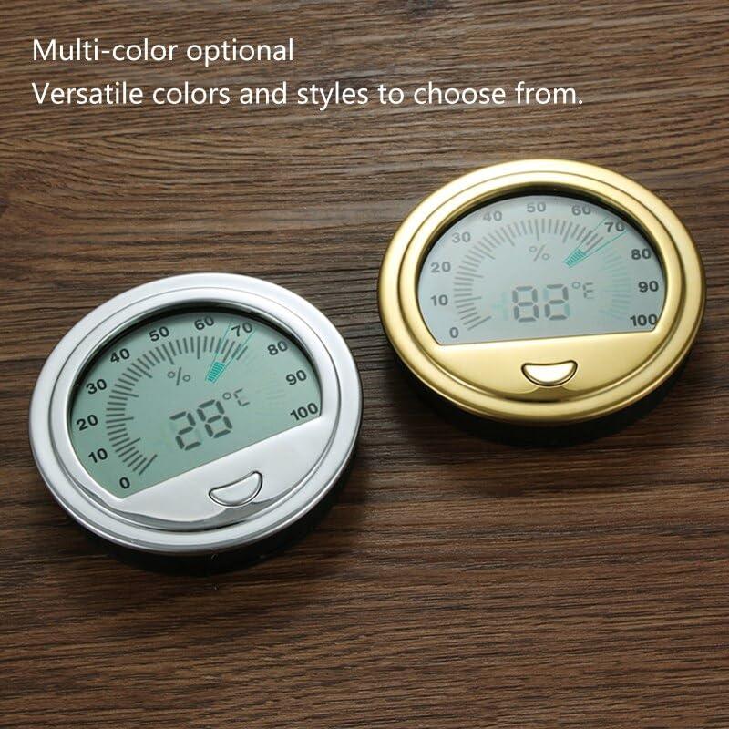 JKHFDDIG Digital Thermometer Hygrometer Humidity Temperature Meter for Cigar Round Shape M4YD (Color : Silver)