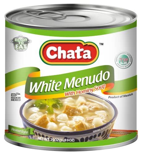 Chata Chata White Menudo with Hominy Can | Ground Corn + Beef Tripe Stew | Ready-to-Eat | 25 Ounce (Pack of 1)