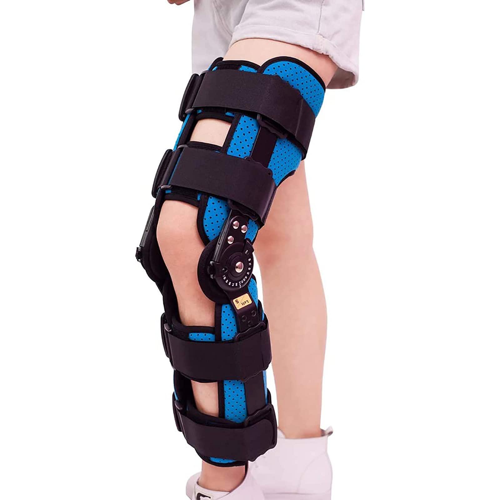 HDGRNCC HDGRNCC Knee Orthosis Immobilizer, Adjustable Hinged Knee Brace Splint Stabilizer ROM Knee Support for ACL Arthritis Meniscus Tear Ligament Injury for Leg Post-Op Fracture
