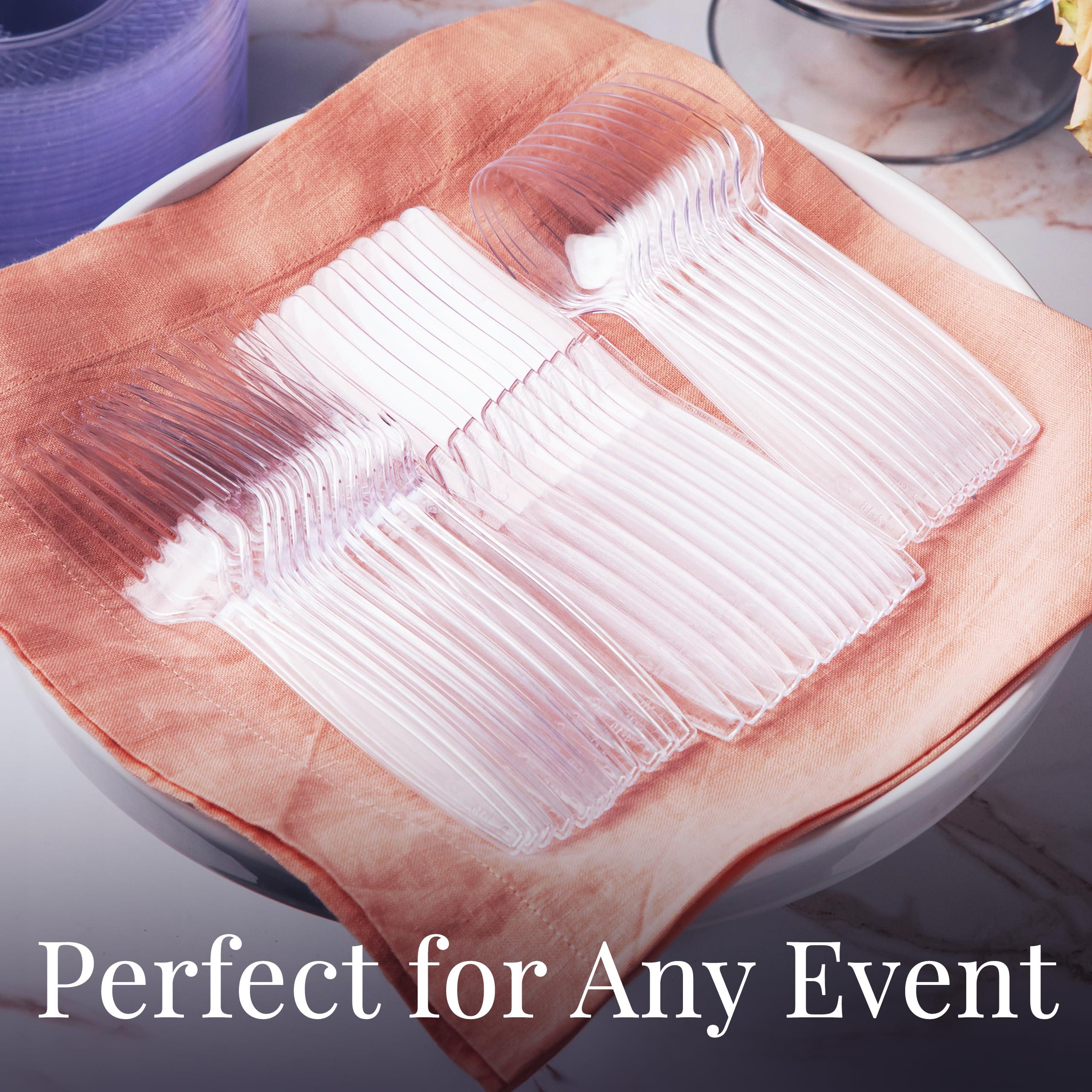 Prestee Prestee 500 Clear Plastic Spoons and Forks - Bulk, Plastic Silverware