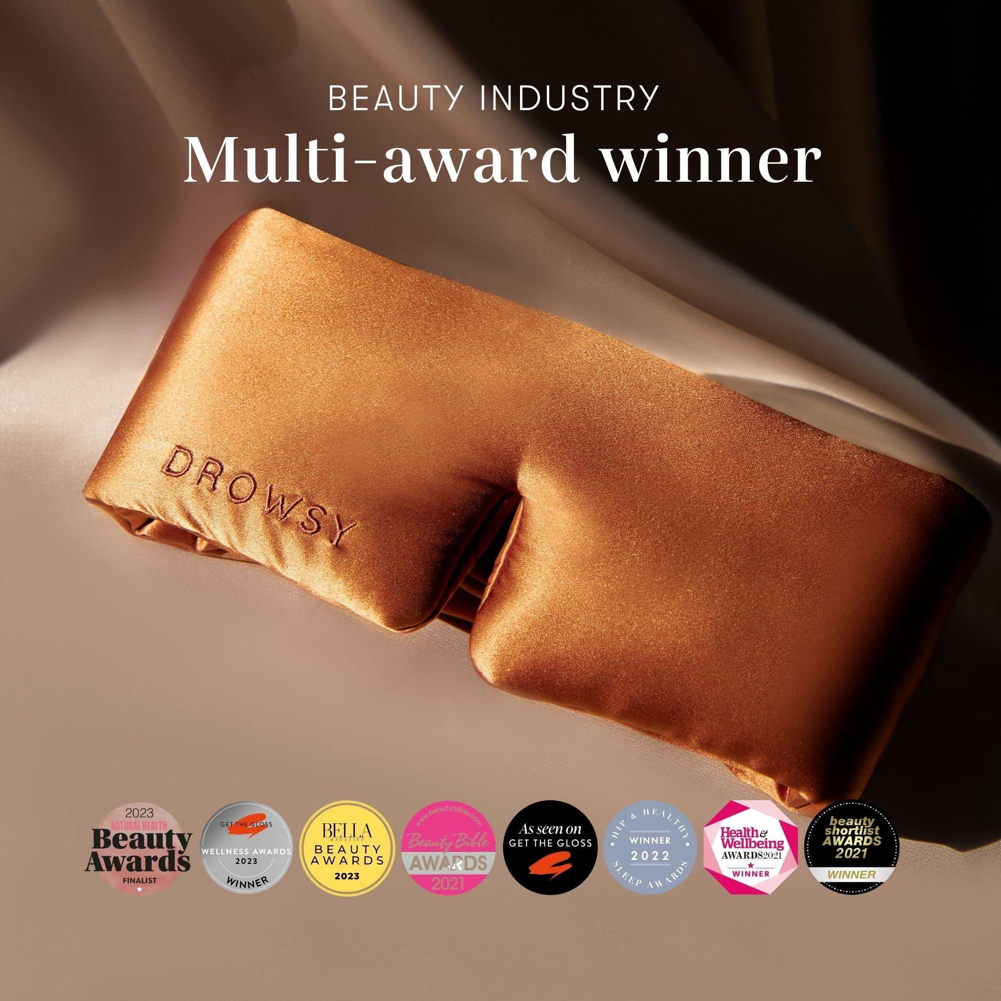 Drowsy DROWSY Silk Sleep Mask. Face-Hugging, Padded Silk Cocoon for Luxury Sleep in Total Darkness. (Pumpkin Spice)