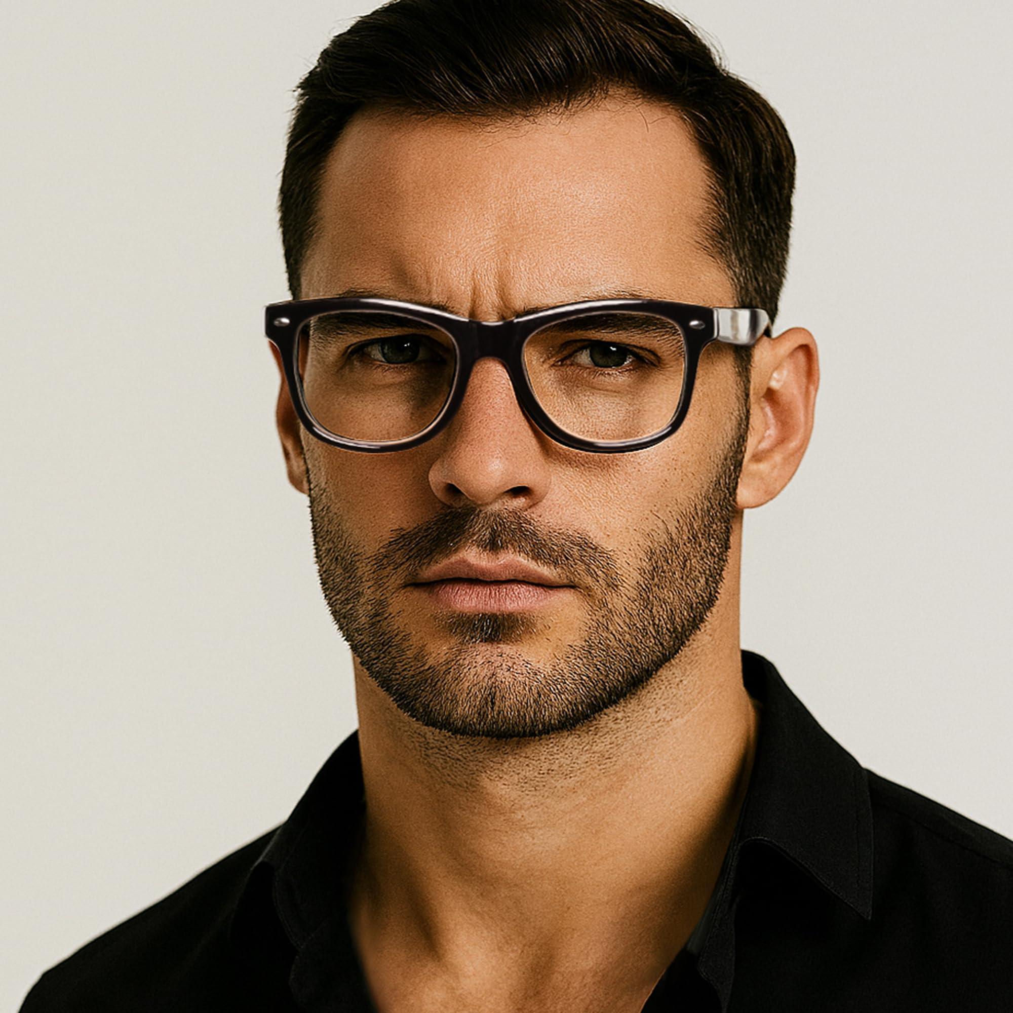 2SeeLife Black Thick Frame Oversized Reading Glasses Men 1.0 To Look Trendy With Clear Vision - Sturdy & Durable Glasses For Men to Fit All Face Shapes - Comfy Readers For Men - Mens Reading Glasses 1.0