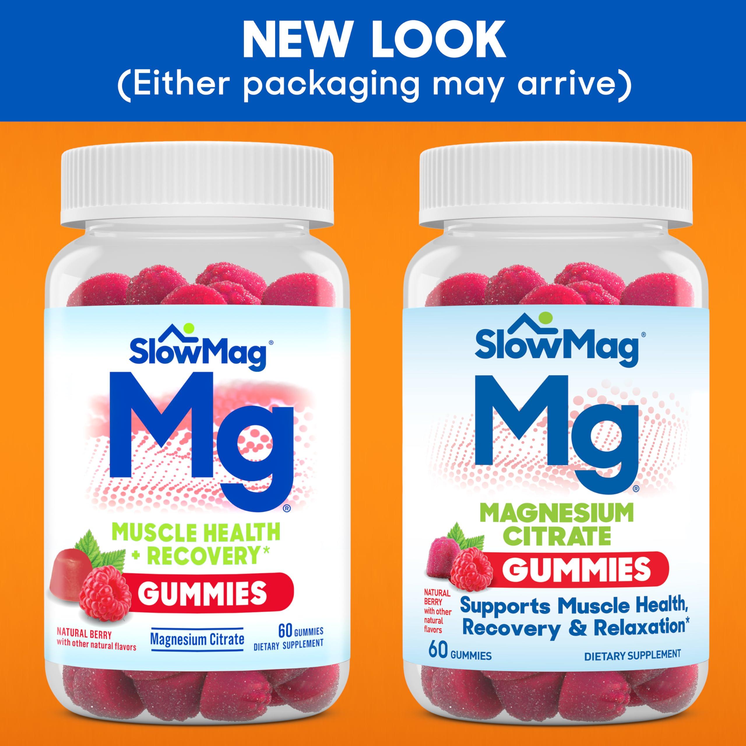 Slow-Mag Slow-Mag SlowMag Muscle + Heart Magnesium Chloride with Calcium 120 Count Mg Muscle Health + Recovery Gummies 60 Count