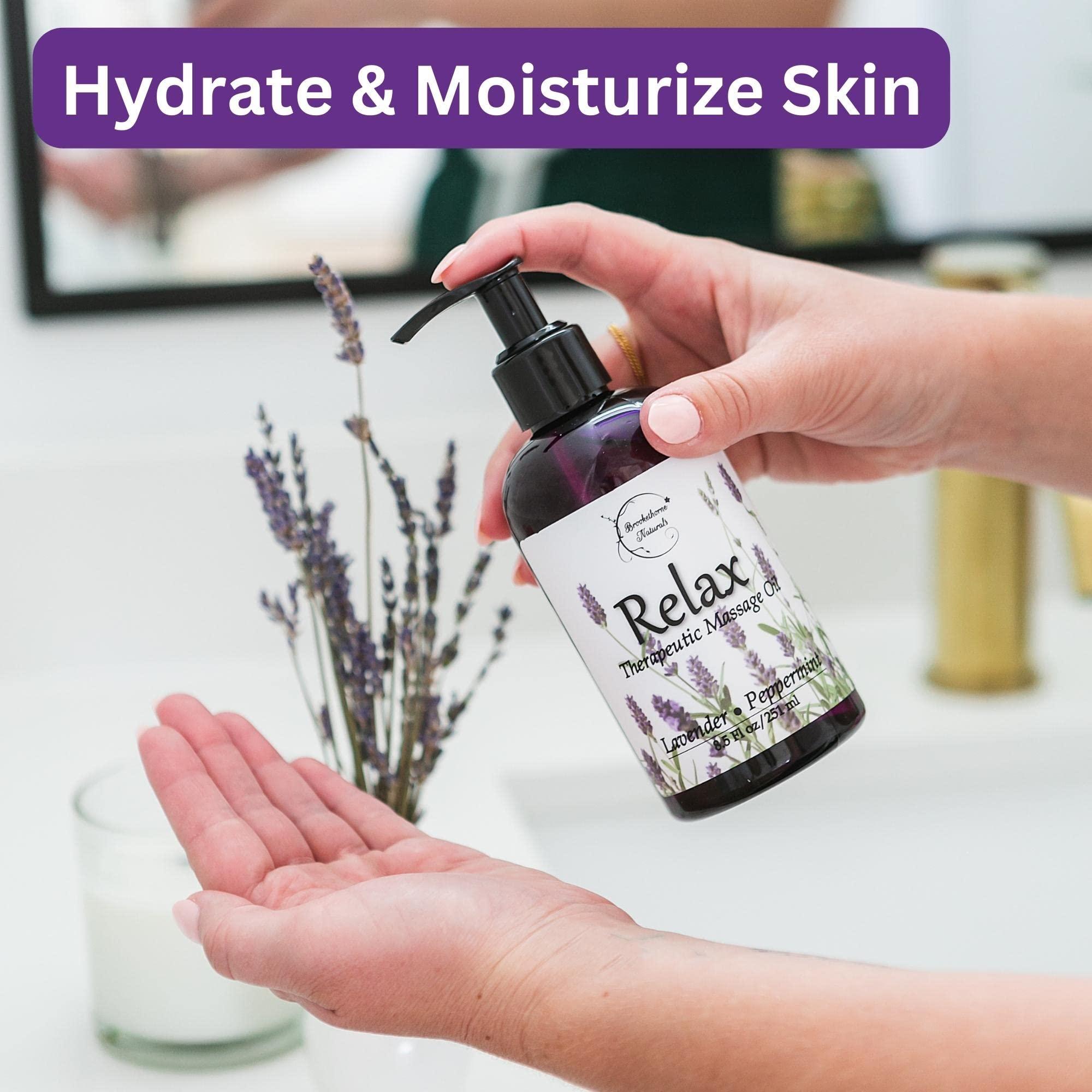 Brookethorne Naturals Massage Oil for Massage Therapy | Massage Kit with Unscented Massage Oil & Lavender Oil for Full Body Massage