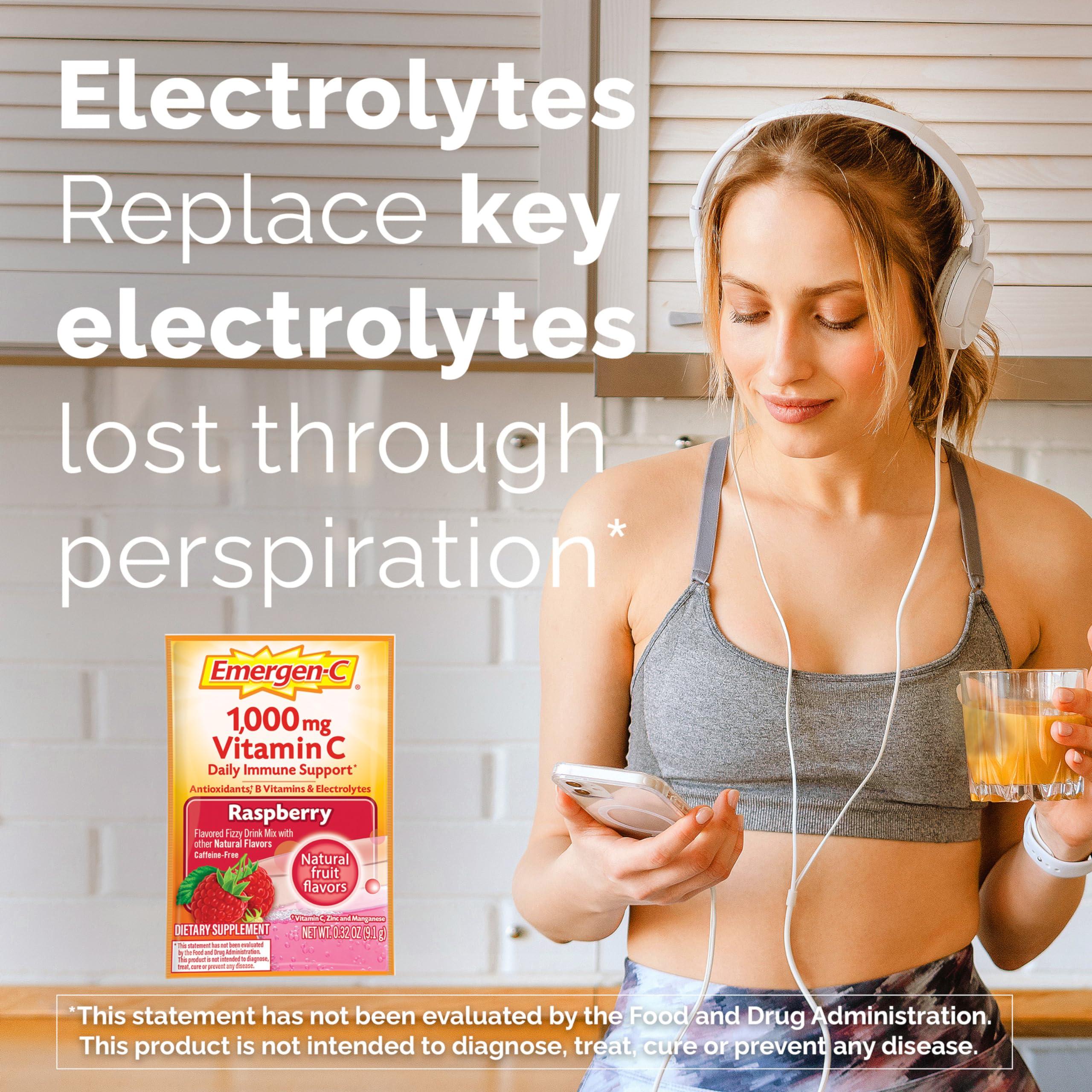 Emergen-C Emergen-C 1000mg Vitamin C Powder for Daily Immune Support Caffeine Free Vitamin C Supplements with Zinc and Manganese, B Vitamins and Electrolytes, Super Orange Flavor -60 Count(Pack of 1)