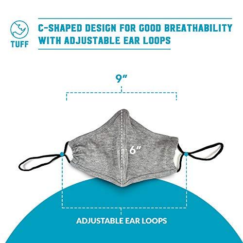 TUFF SPORTS WEAR TUFF Face Mask Adult Large Size 3 Pack- C Shaped Design Making Breathing Easier and Comfortable on Skin - USA Made ( Large Size MIX COLOR 3 Pack)