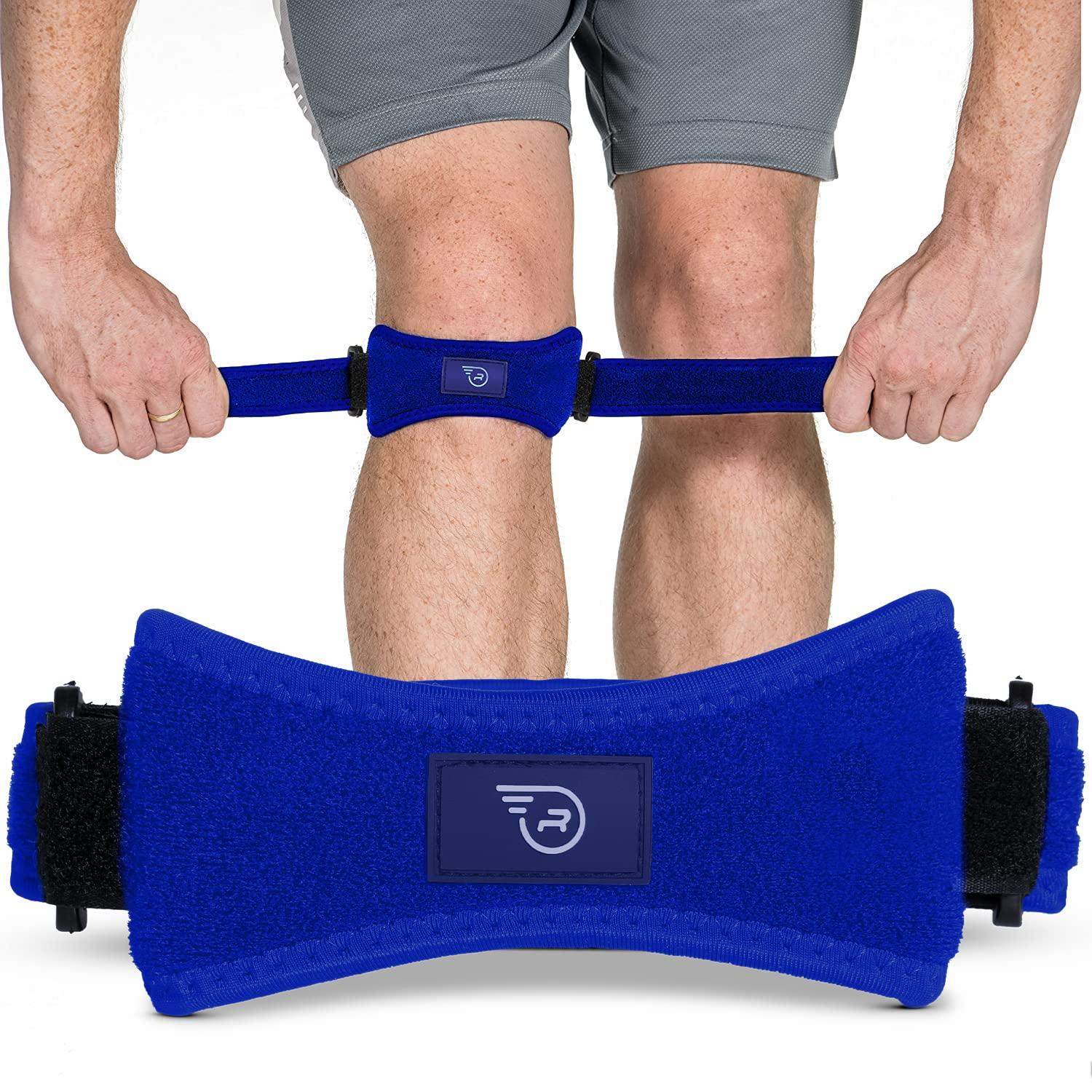 Run Forever Run Forever Sports Patella Strap Knee Brace Support for Arthritis, ACL, Running, Basketball, Meniscus Tear, Sports, Athletic. Best Knee Brace for Hiking, Soccer, Volleyball & Squats (Pack Of 2, Blue)