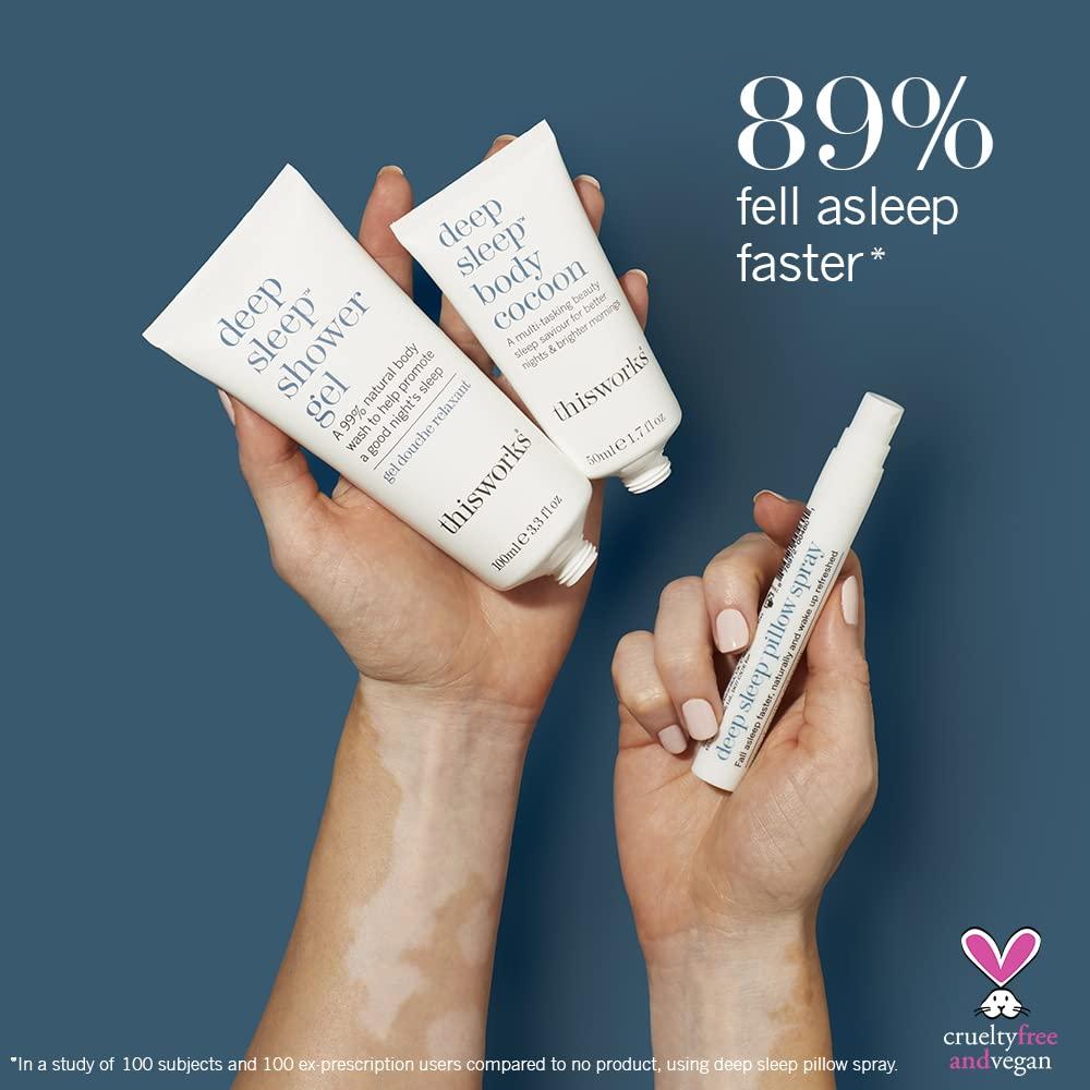 This Works thisworks Sleep Retreat Box Gift Set: Deep Sleep Pillow Spray, Body Moisturizer and Shower Gel. Travel set to Promote Sleep with Lavender, Camomile and Vetivert