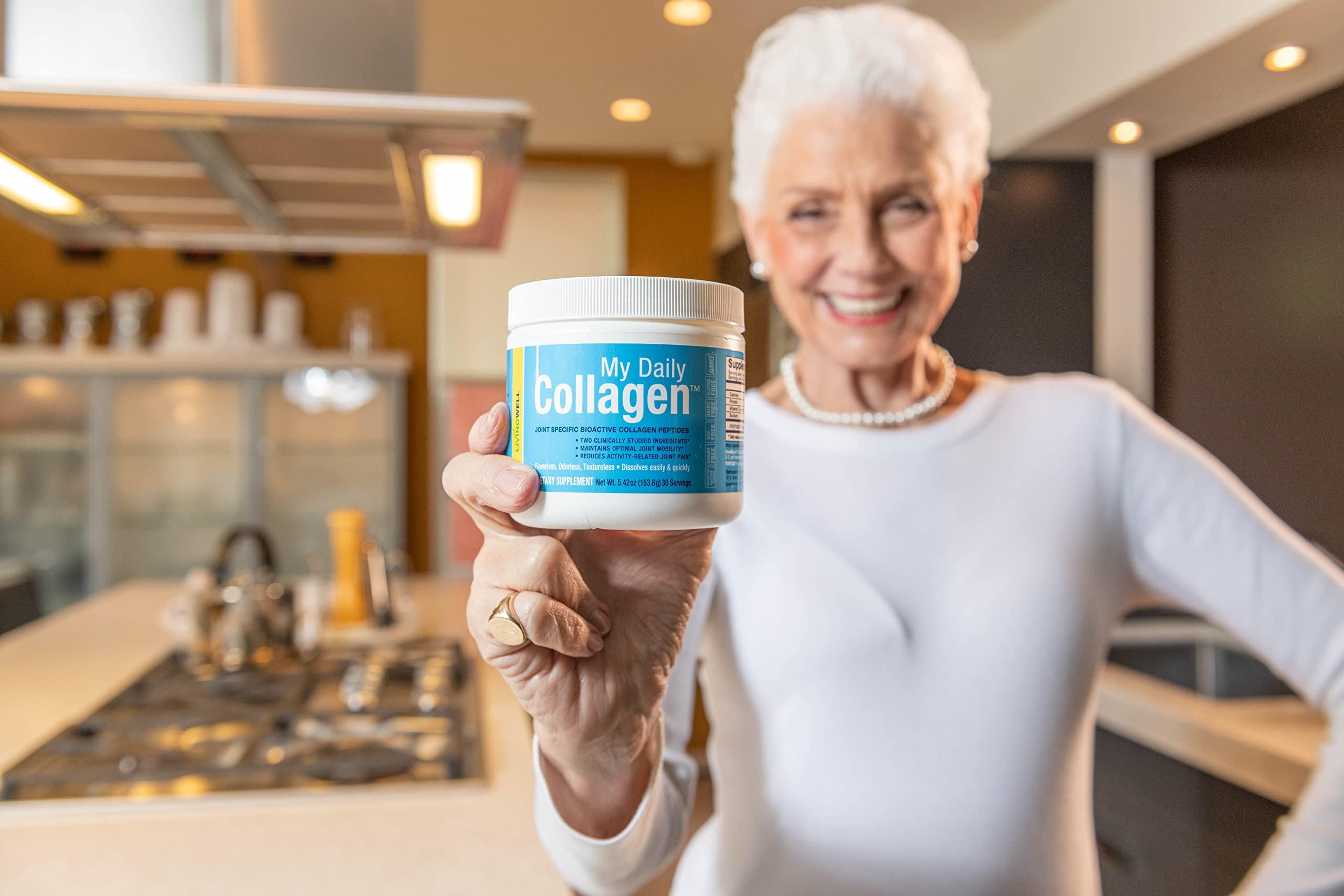 Living Well Nutraceuticals My Daily Collagen: Collagen Peptides Powder with Vitamin C for Joint Support - Perfect for Achy Knees Sore Hands and Knotted Shoulders