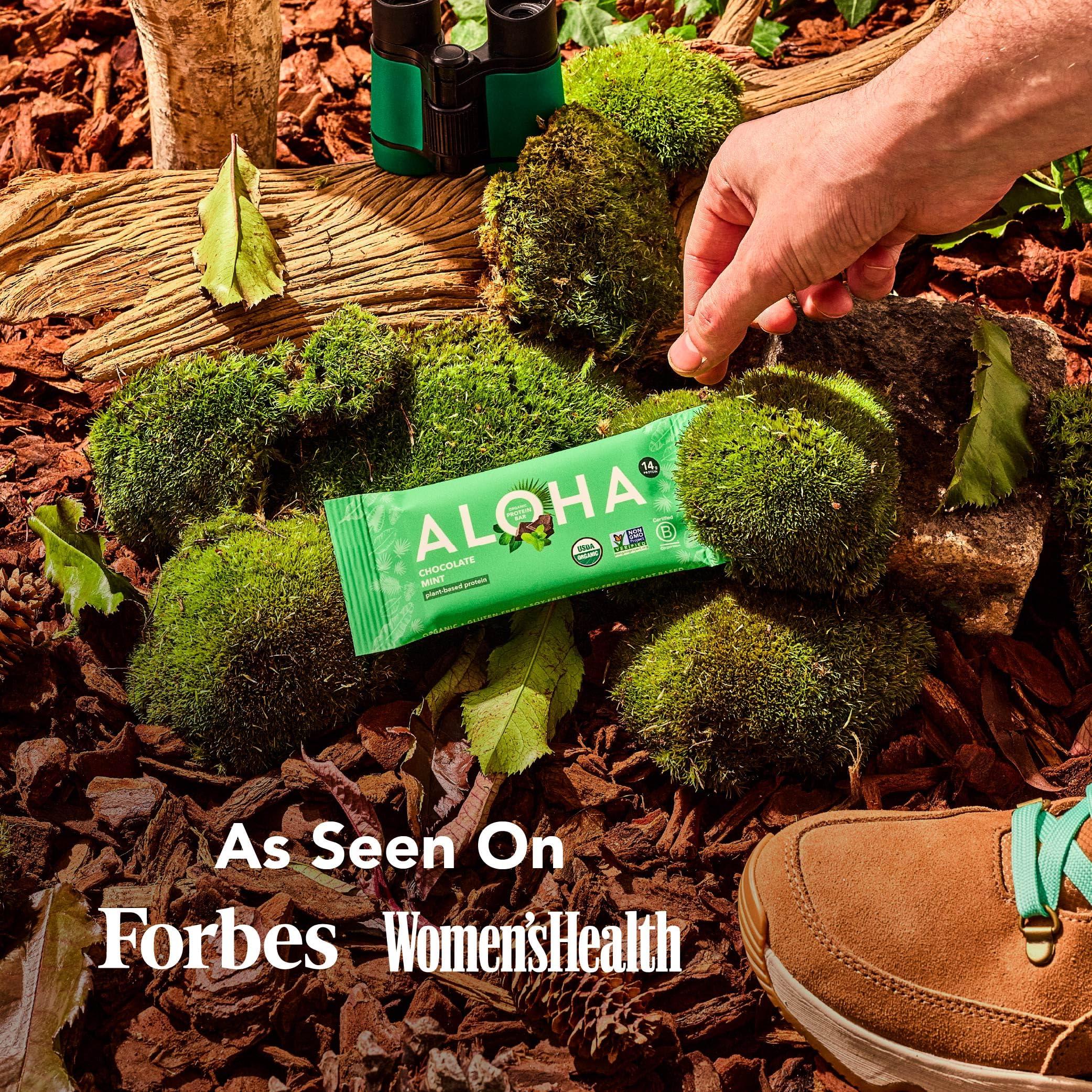 ALOHA ALOHA Organic Plant Based Protein Bars, Chocolate Mint, 1.98 Oz (Pack of 12)