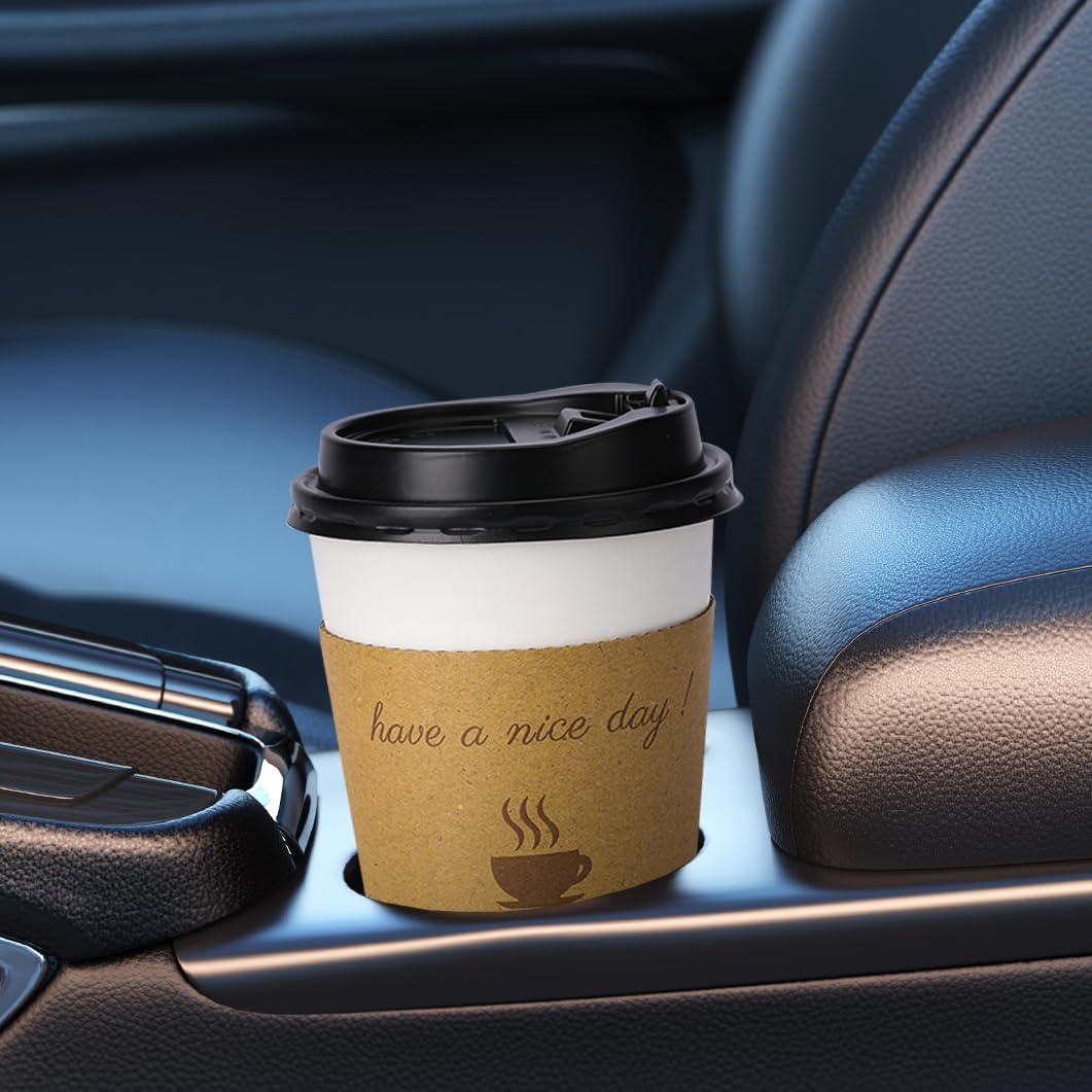 BYSNOW BYSNOW 100 pack 12 oz Disposable Thickened Coffee Cups with Lids, Scald Resistant Hot Cups with Sleeve and Straw, To Go Coffee Cups for Home, Office, Cafes and Party (White 12oz)