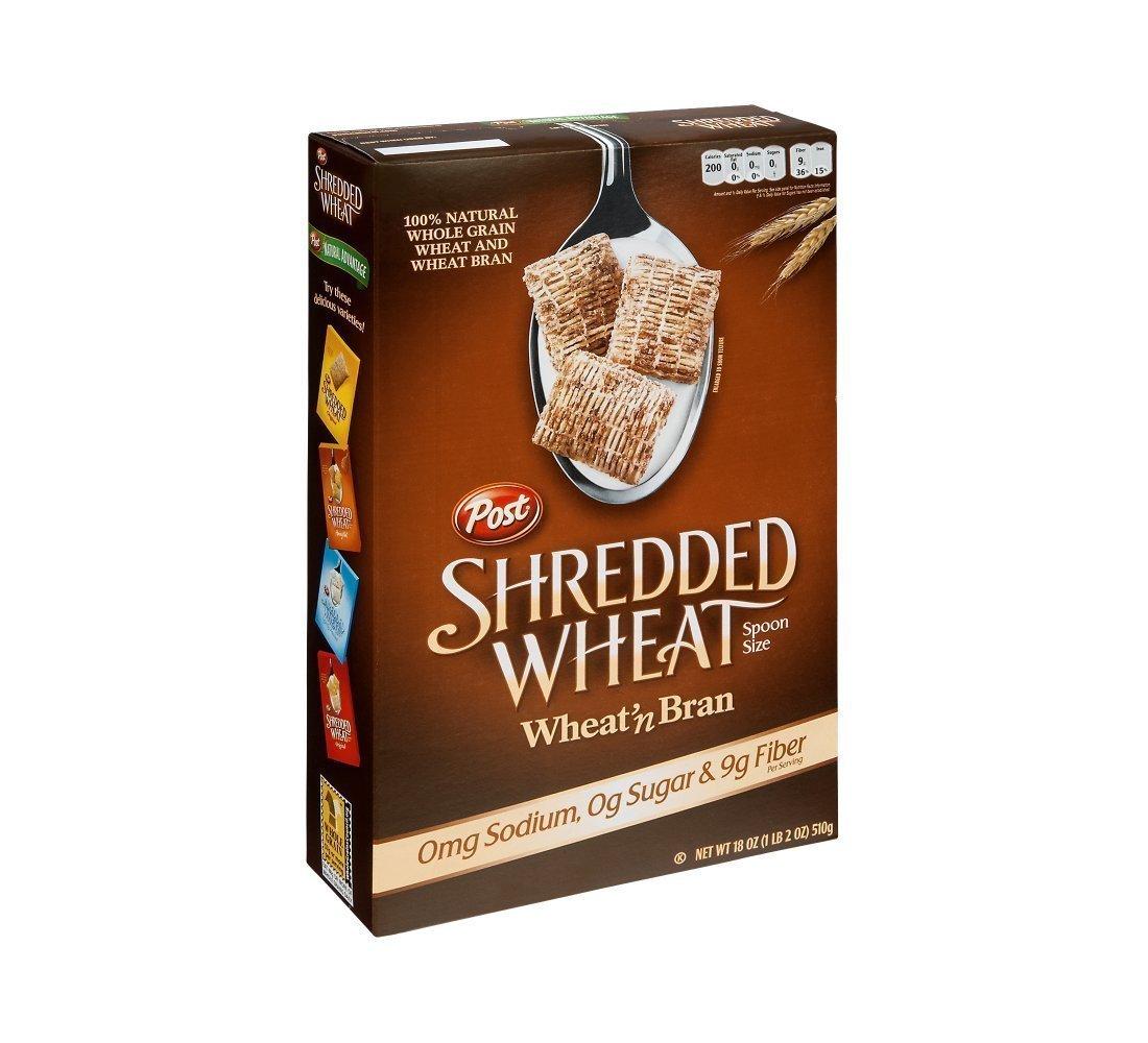 Post Post Shredded Wheat and Bran Cereal 18 oz (Pack of 10)